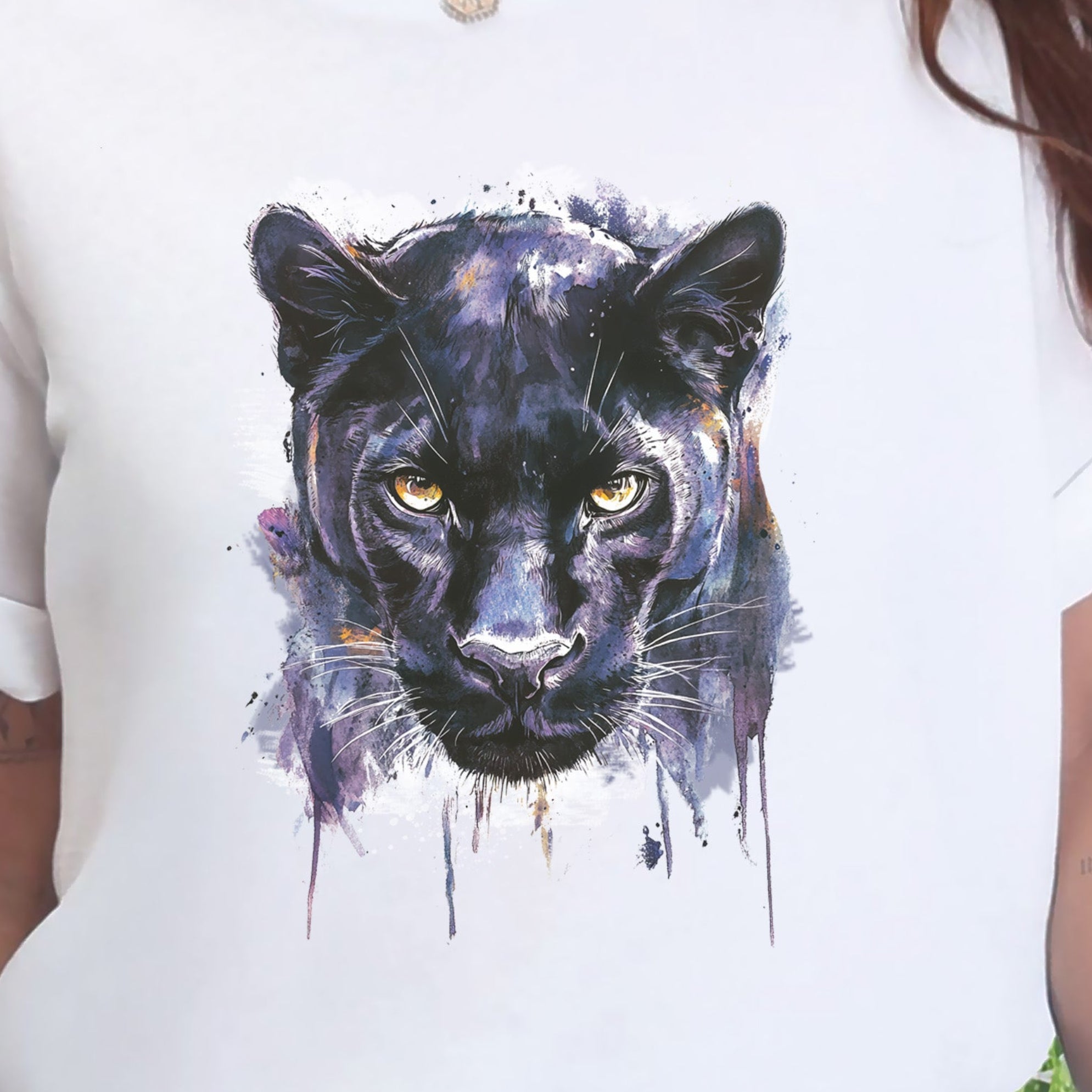 Watercolor Black Panther T-Shirt – Majestic Jungle Spirit Animal Tee