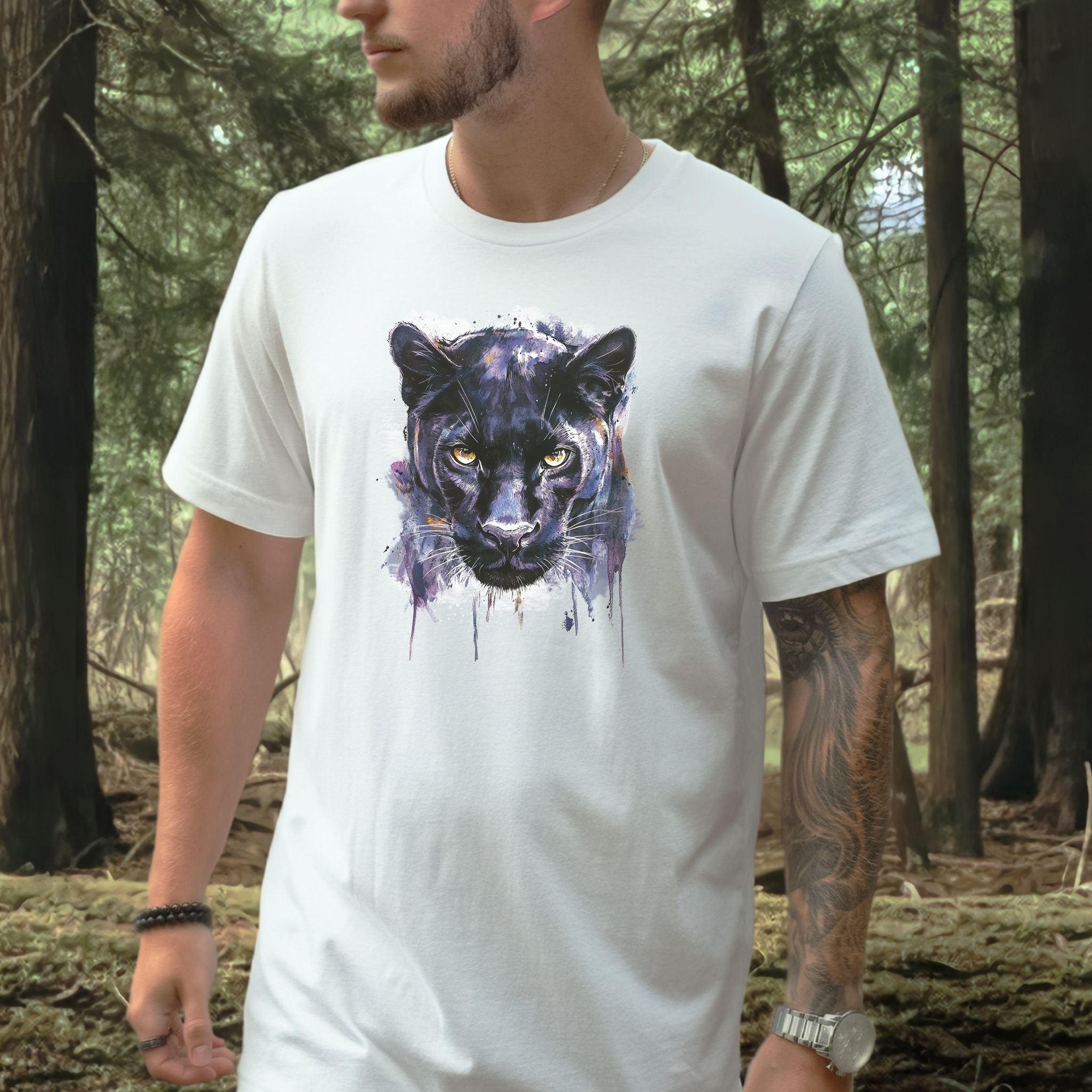 Watercolor Black Panther T-Shirt – Majestic Jungle Spirit Animal Tee