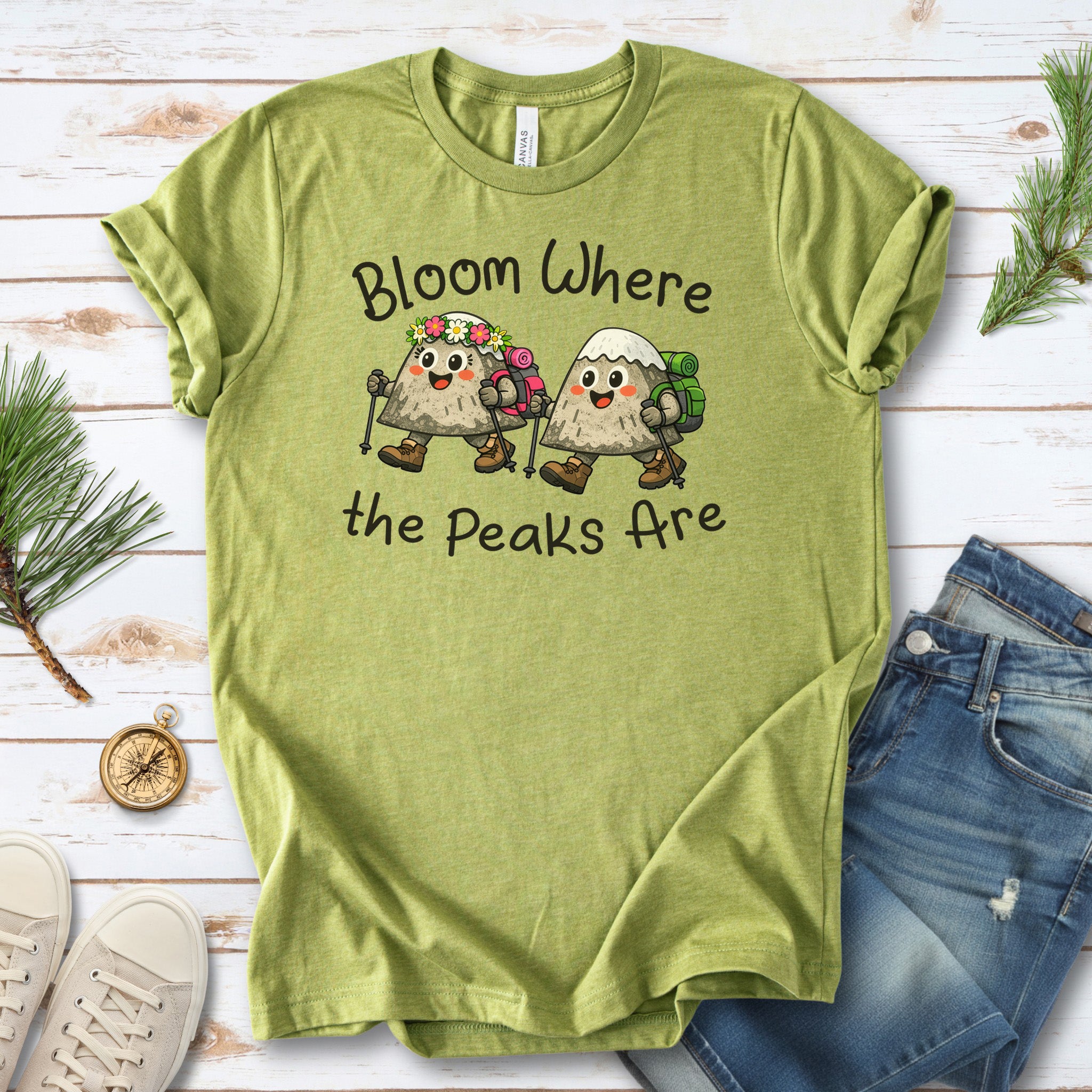Bloom Where the Peaks Are T-Shirt Funny Mountain Hiking Flower Gift
