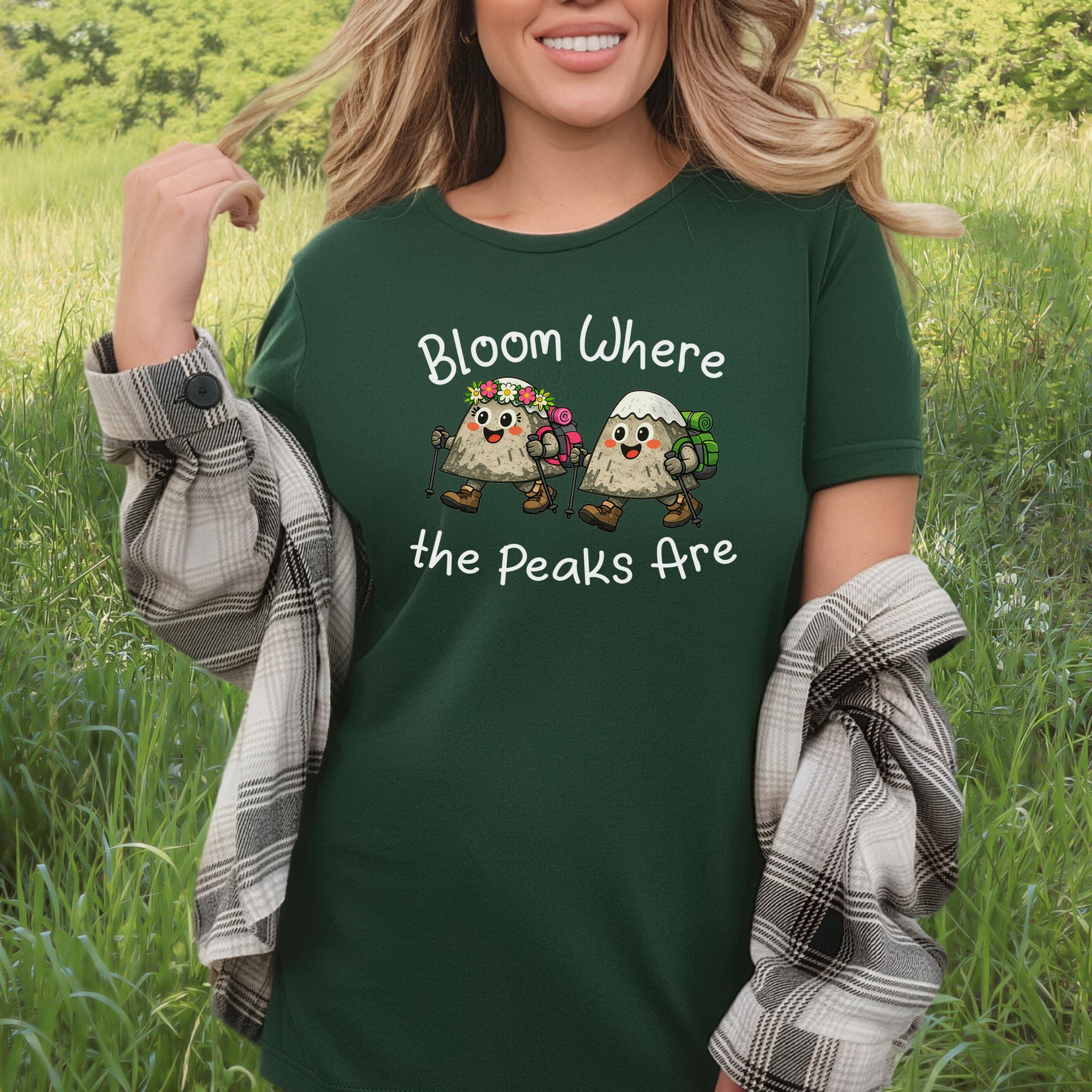 Bloom Where the Peaks Are T-Shirt Funny Mountain Hiking Flower Gift