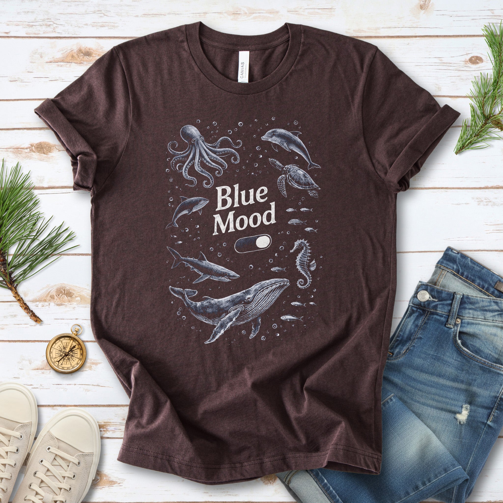 Blue Mood Vintage Sea Life Adventure T-Shirt