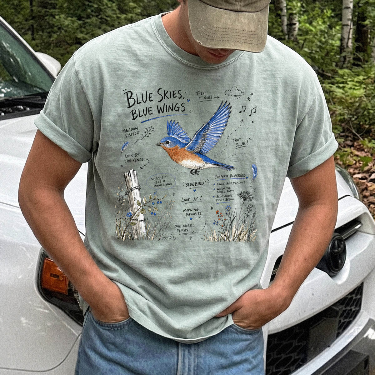 Blue Skies Blue Wings Comfort Colors Shirt – Eastern Bluebird Tee