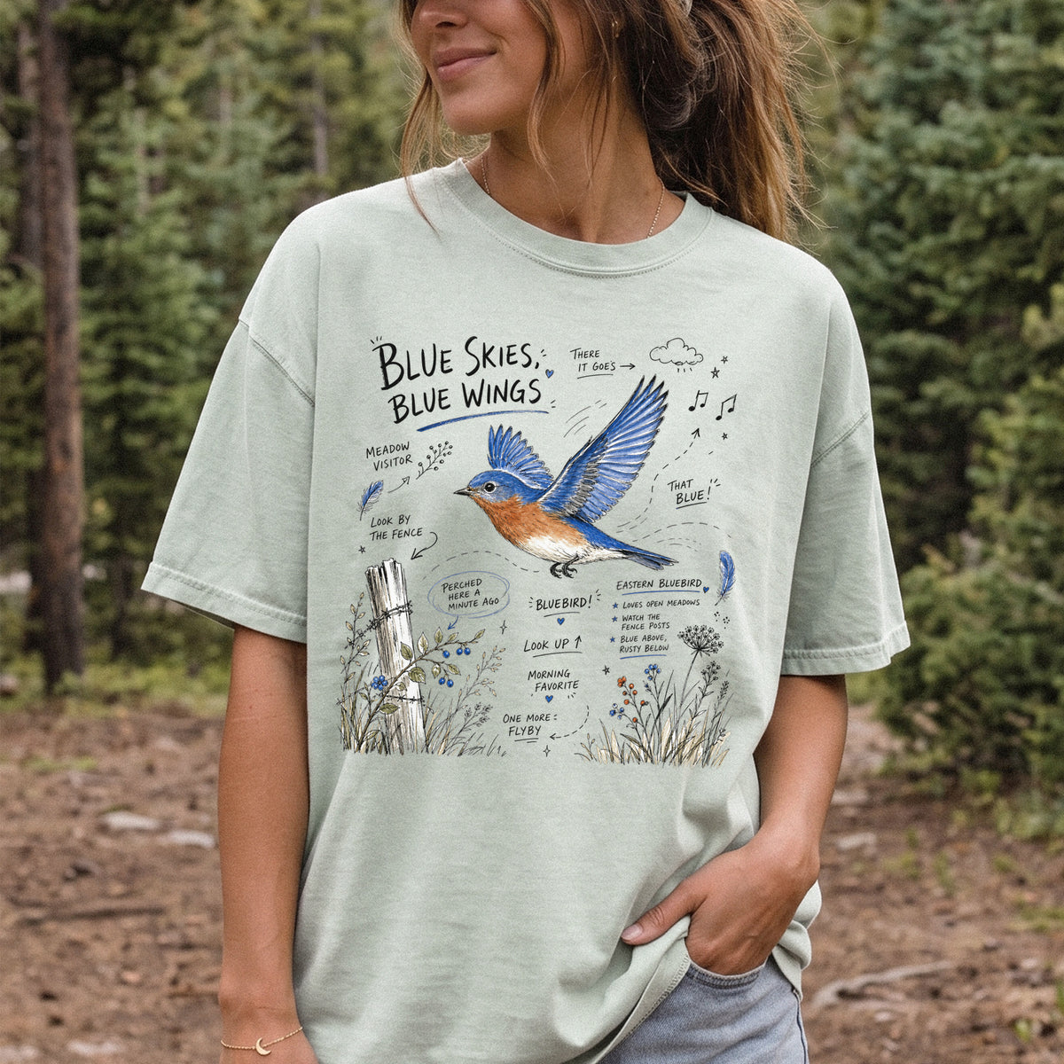 Blue Skies Blue Wings Comfort Colors Shirt – Eastern Bluebird Tee