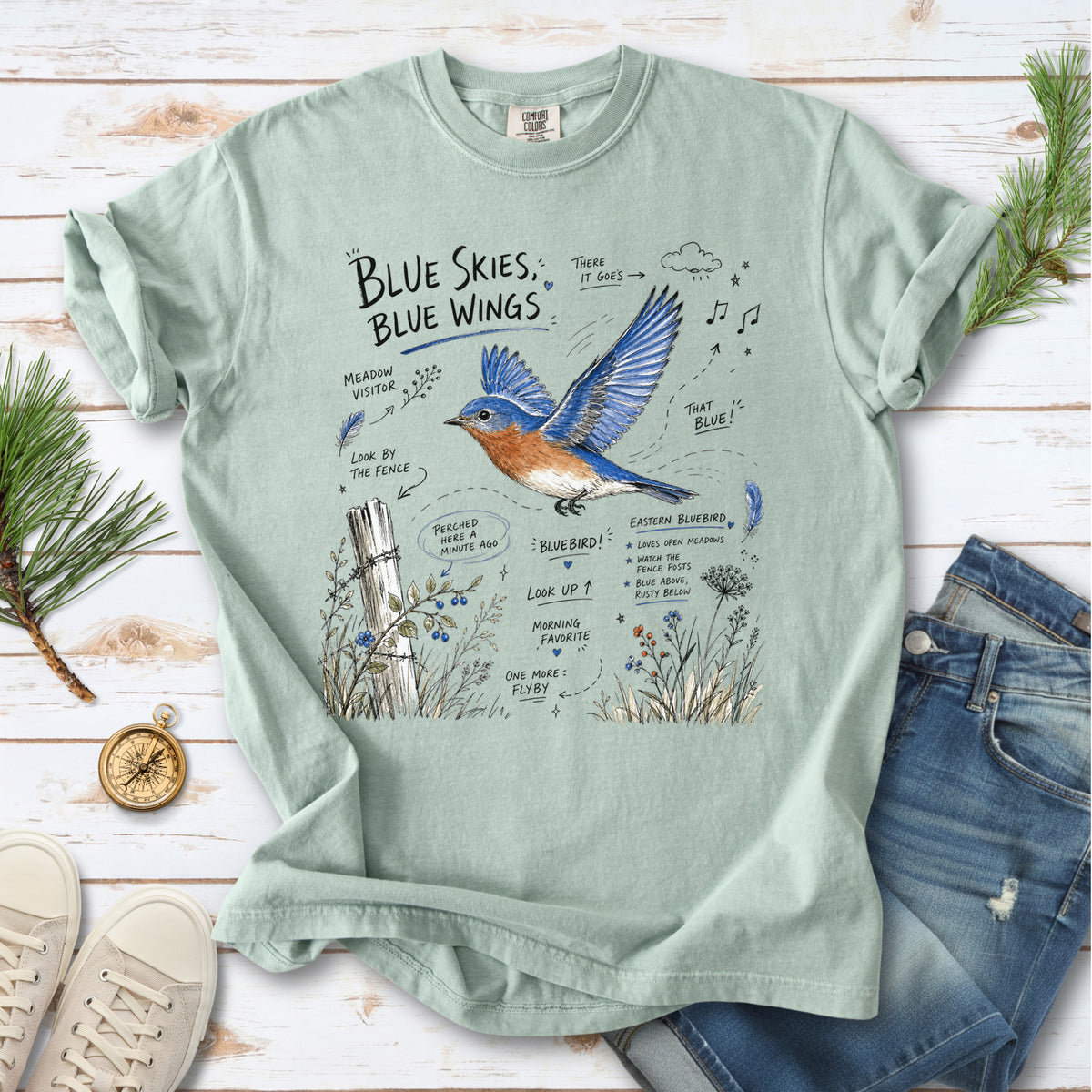 Blue Skies Blue Wings Comfort Colors Shirt – Eastern Bluebird Tee