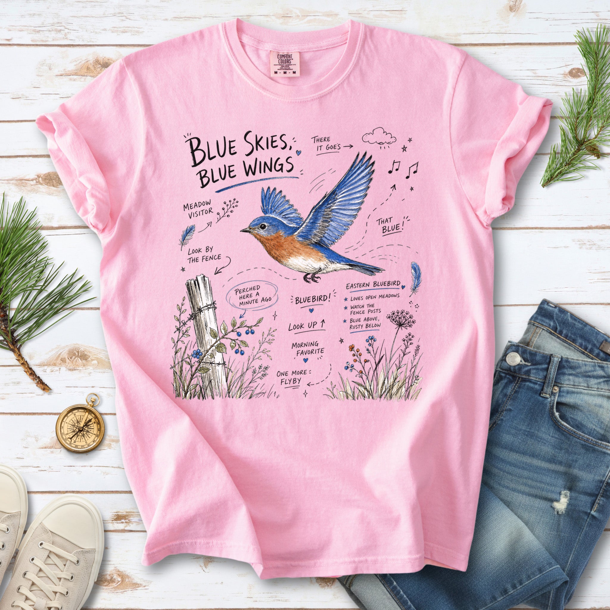 Blue Skies Blue Wings Comfort Colors Shirt – Eastern Bluebird Tee
