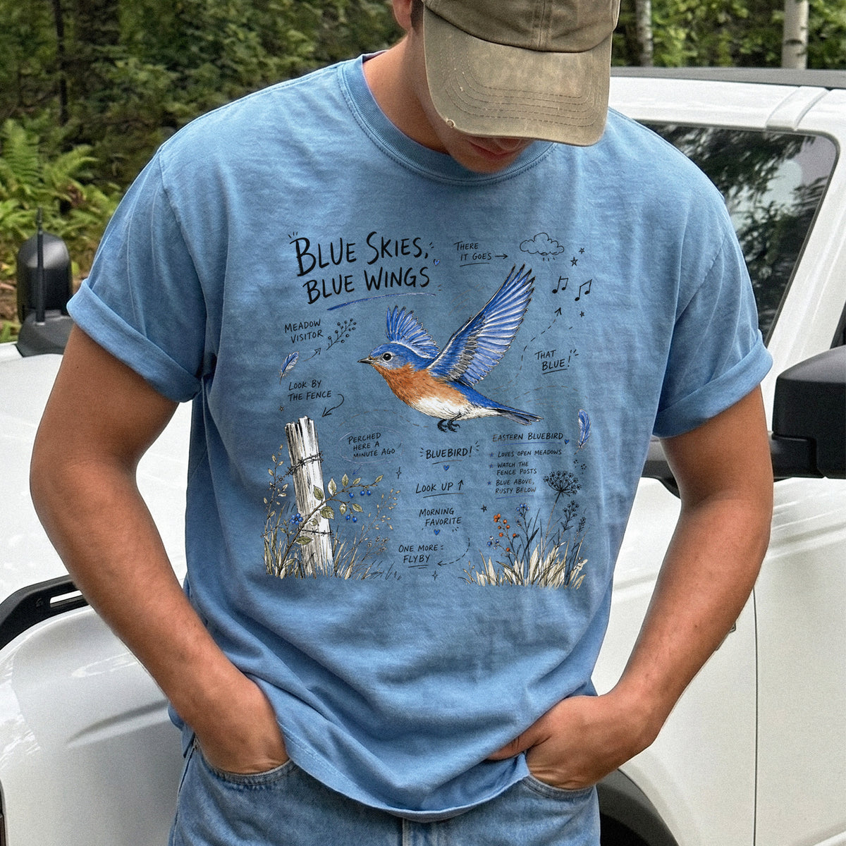 Blue Skies Blue Wings Comfort Colors Shirt – Eastern Bluebird Tee
