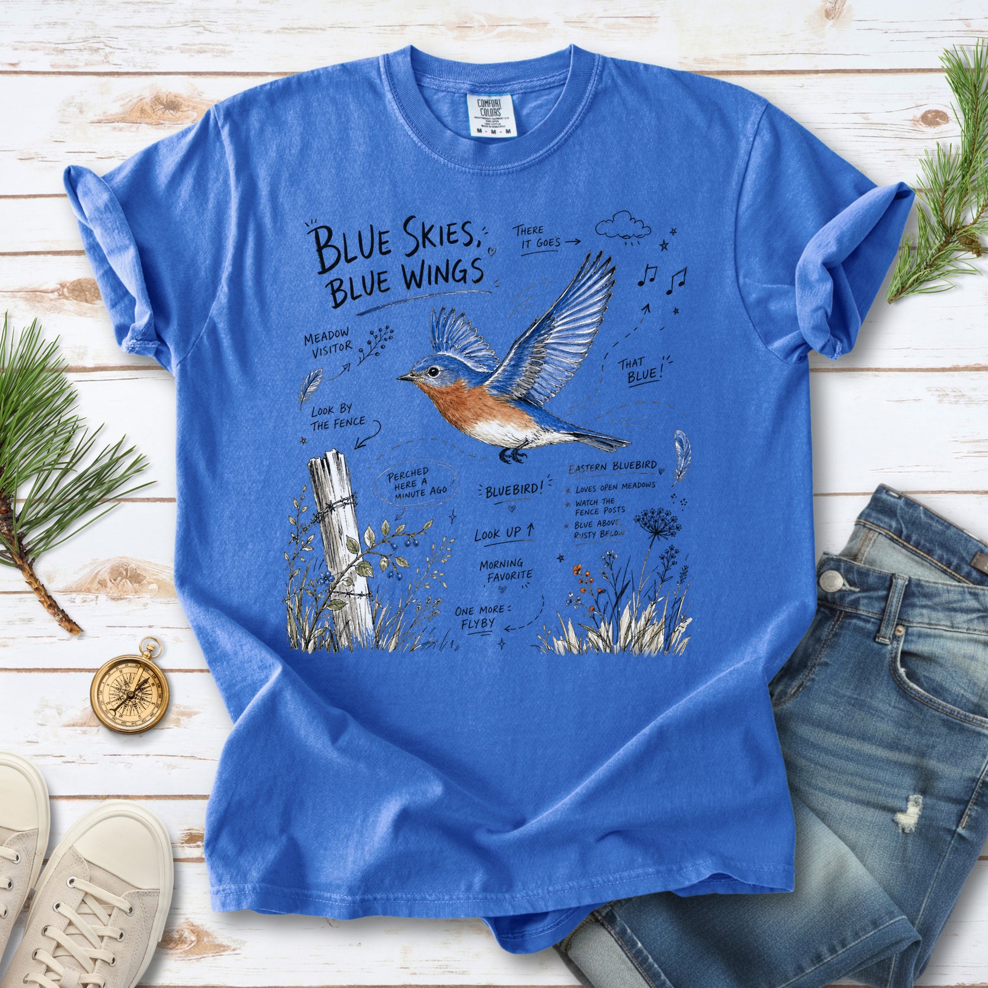 Blue Skies Blue Wings Comfort Colors Shirt – Eastern Bluebird Tee