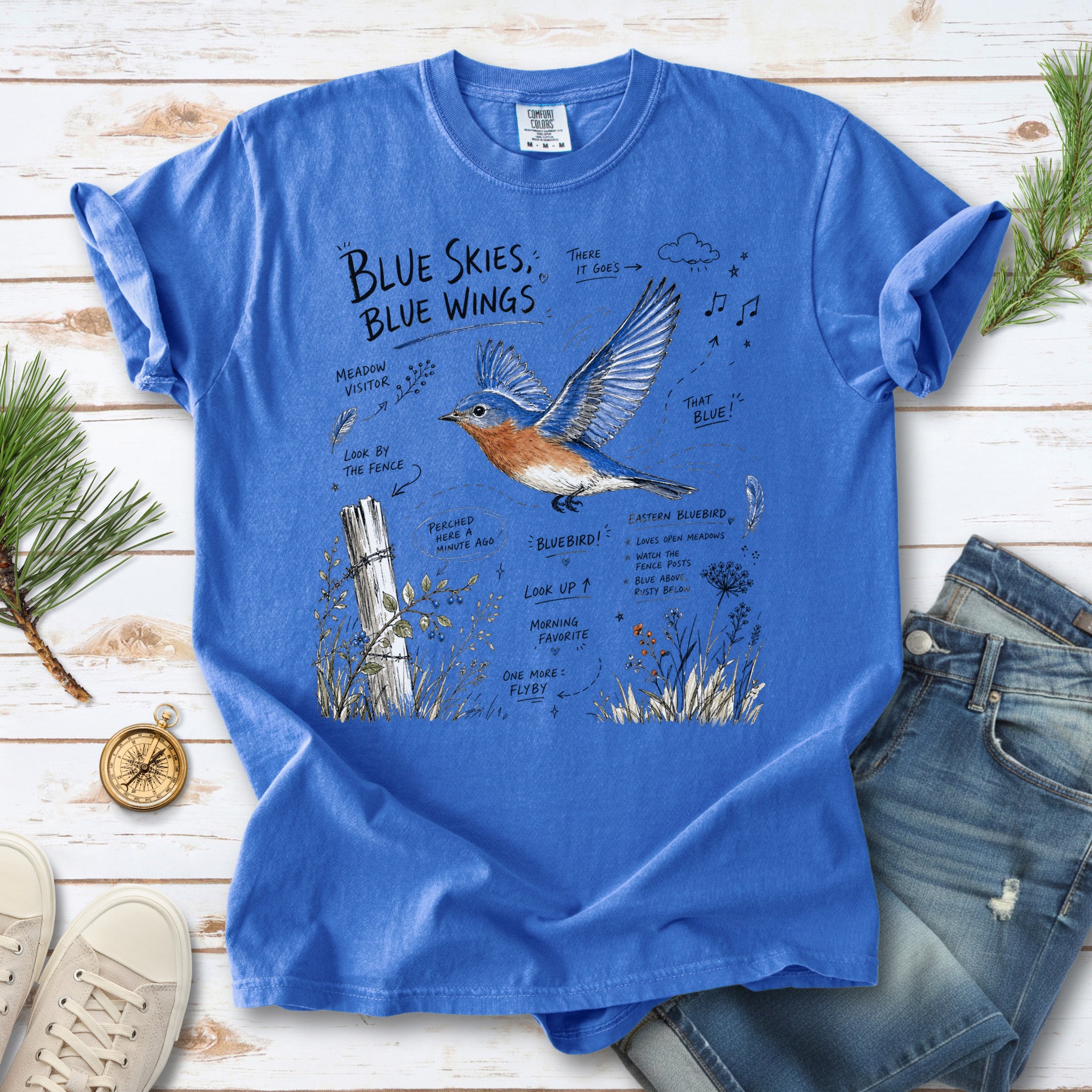 Blue Skies Blue Wings Comfort Colors Shirt – Eastern Bluebird Tee