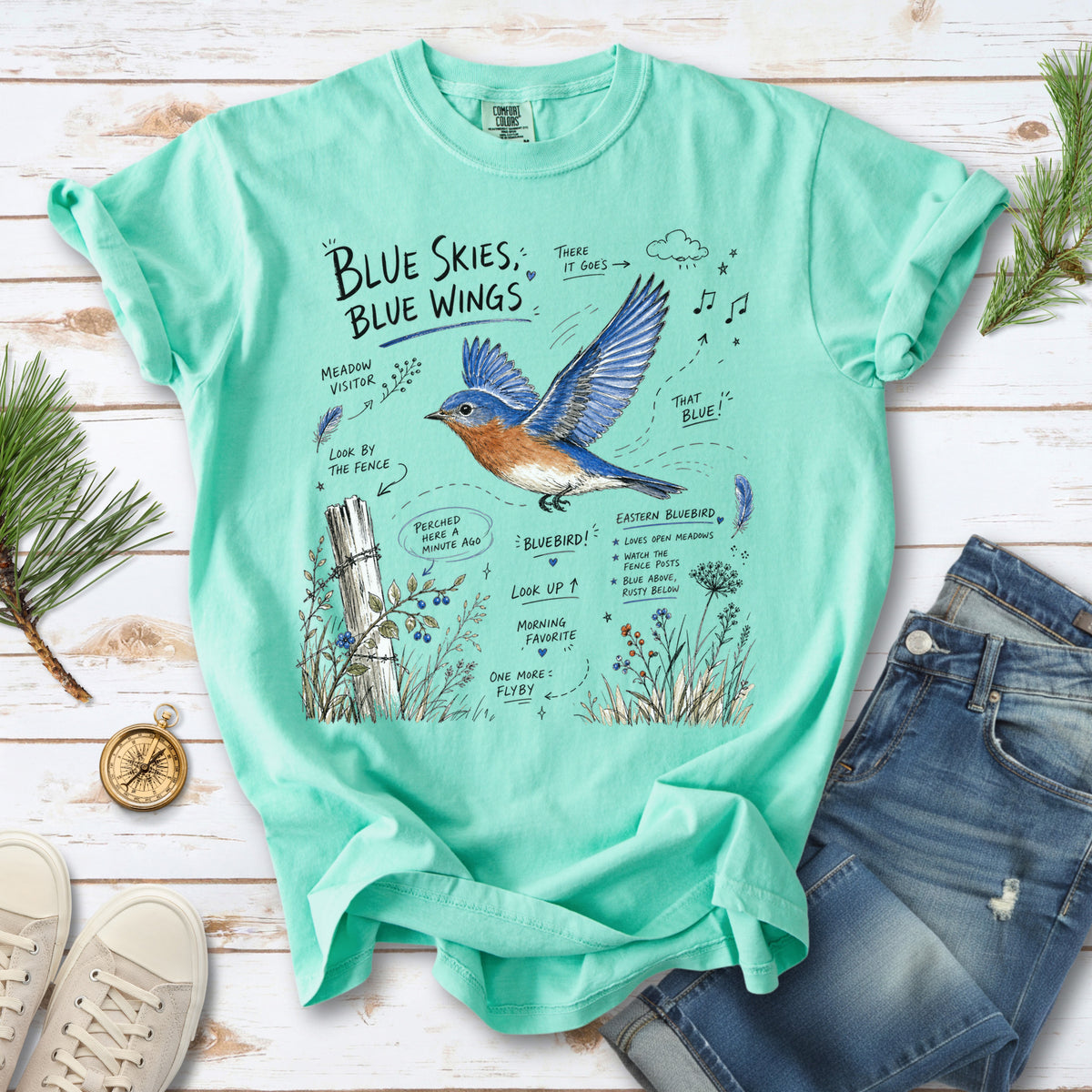 Blue Skies Blue Wings Comfort Colors Shirt – Eastern Bluebird Tee