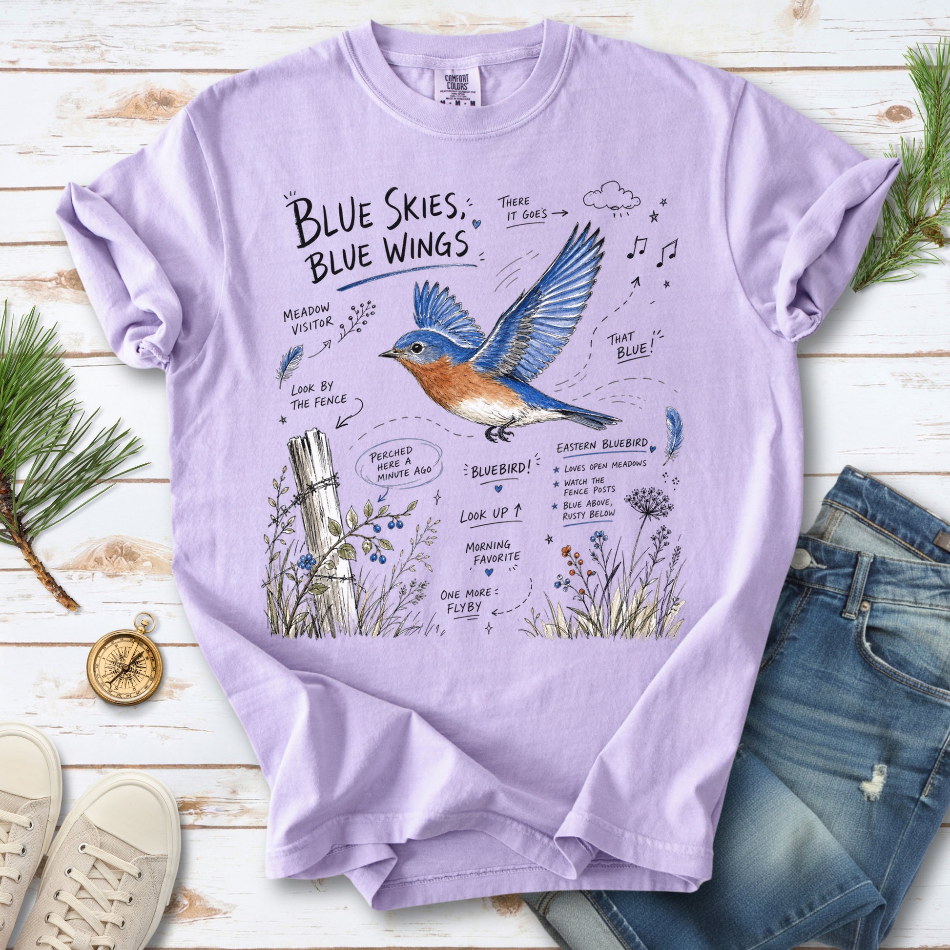 Blue Skies Blue Wings Comfort Colors Shirt – Eastern Bluebird Tee