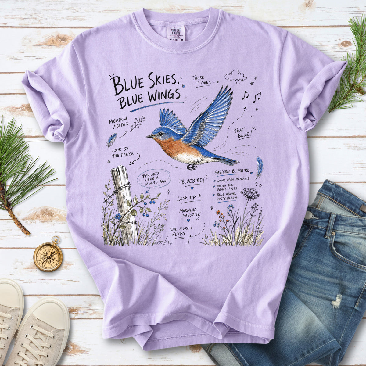 Blue Skies Blue Wings Comfort Colors Shirt – Eastern Bluebird Tee
