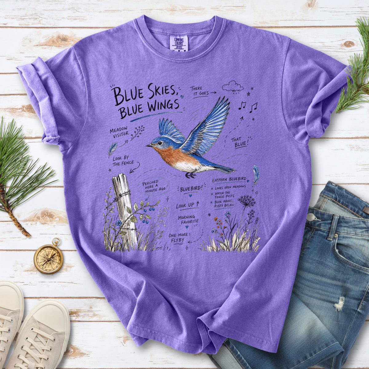 Blue Skies Blue Wings Comfort Colors Shirt – Eastern Bluebird Tee