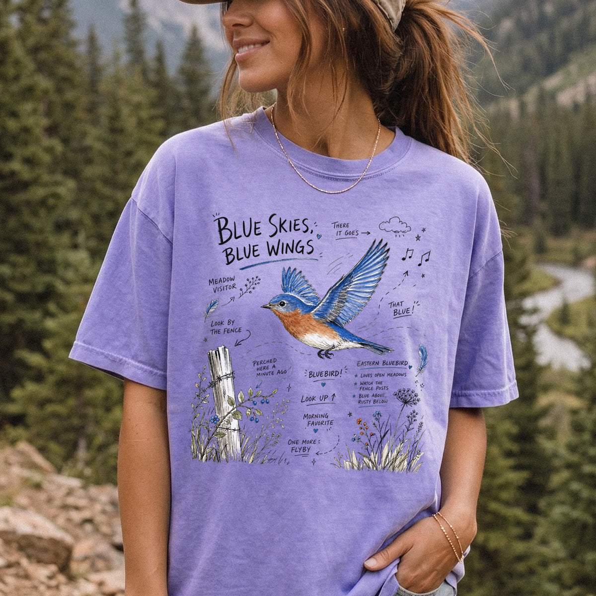 Blue Skies Blue Wings Comfort Colors Shirt – Eastern Bluebird Tee