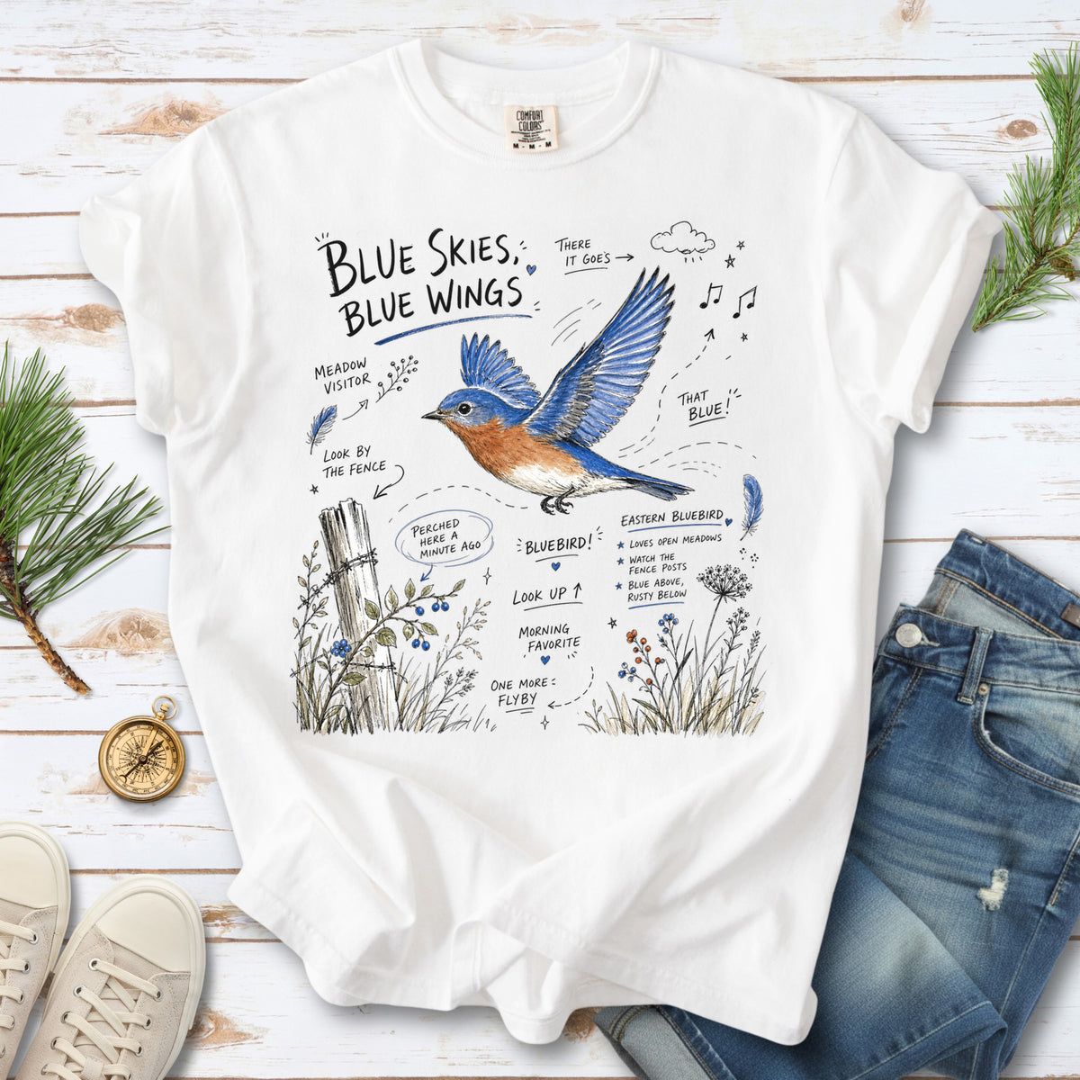 Blue Skies Blue Wings Comfort Colors Shirt – Eastern Bluebird Tee