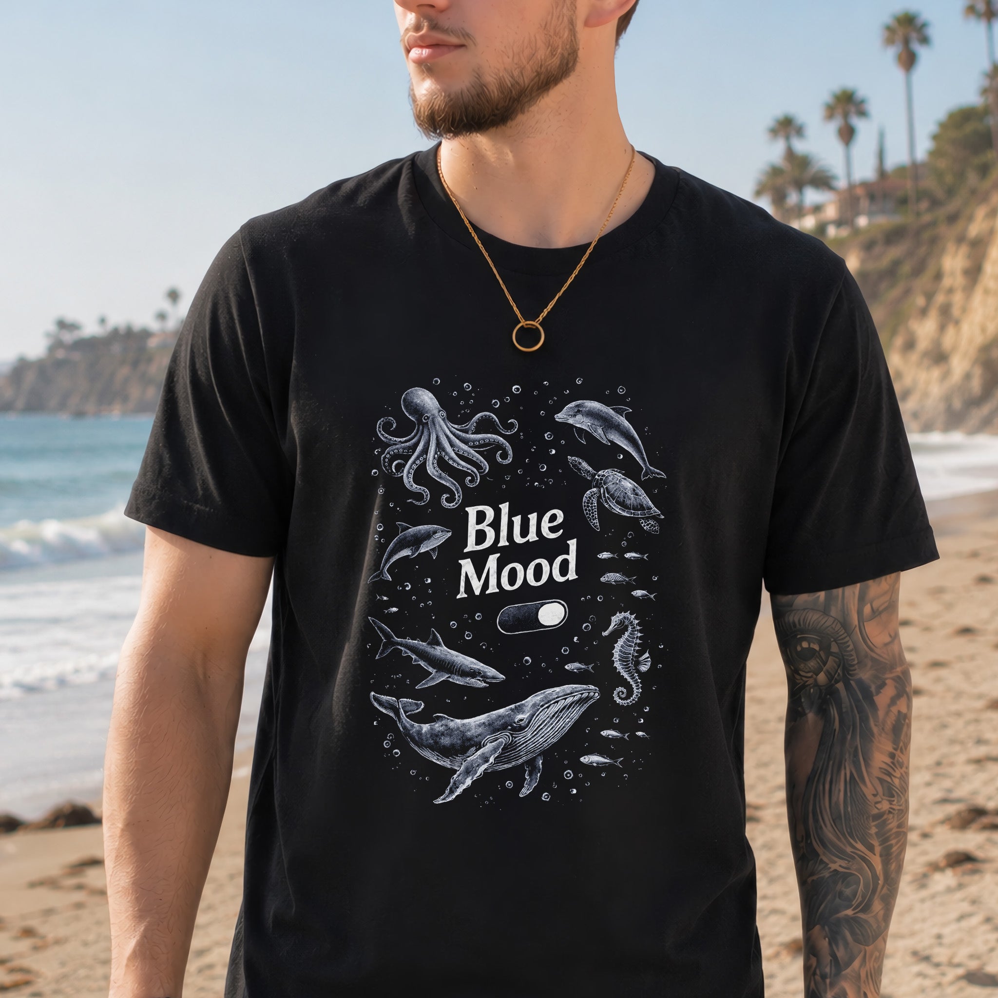 Blue Mood Vintage Sea Life Adventure T-Shirt
