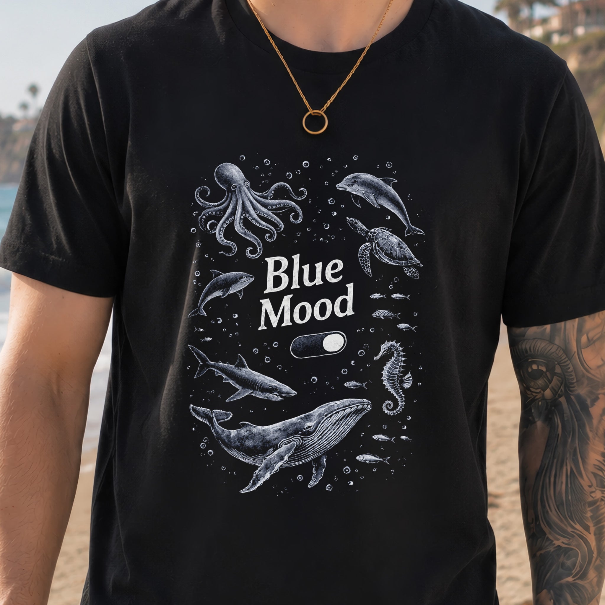 Blue Mood Vintage Sea Life Adventure T-Shirt