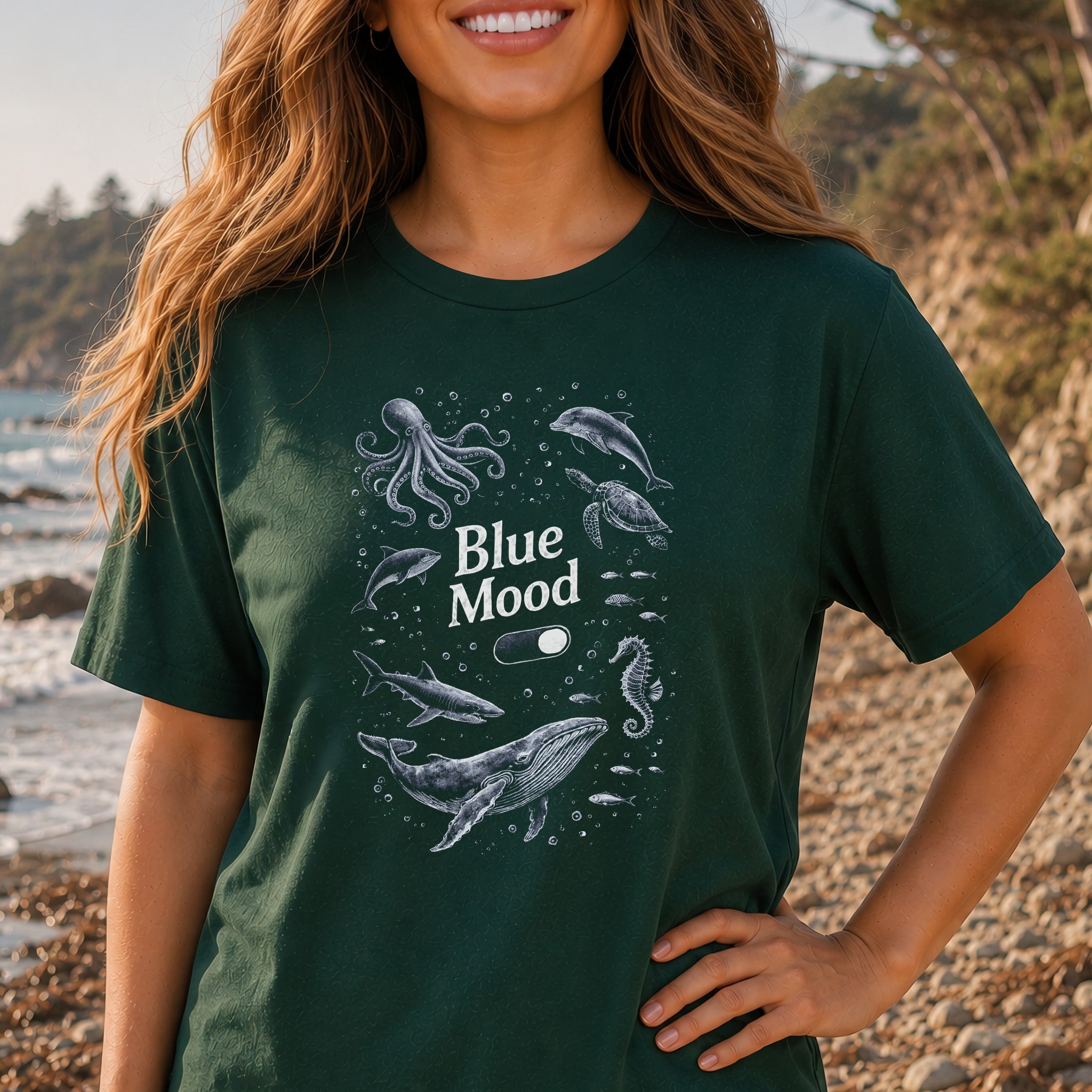 Blue Mood Vintage Sea Life Adventure T-Shirt
