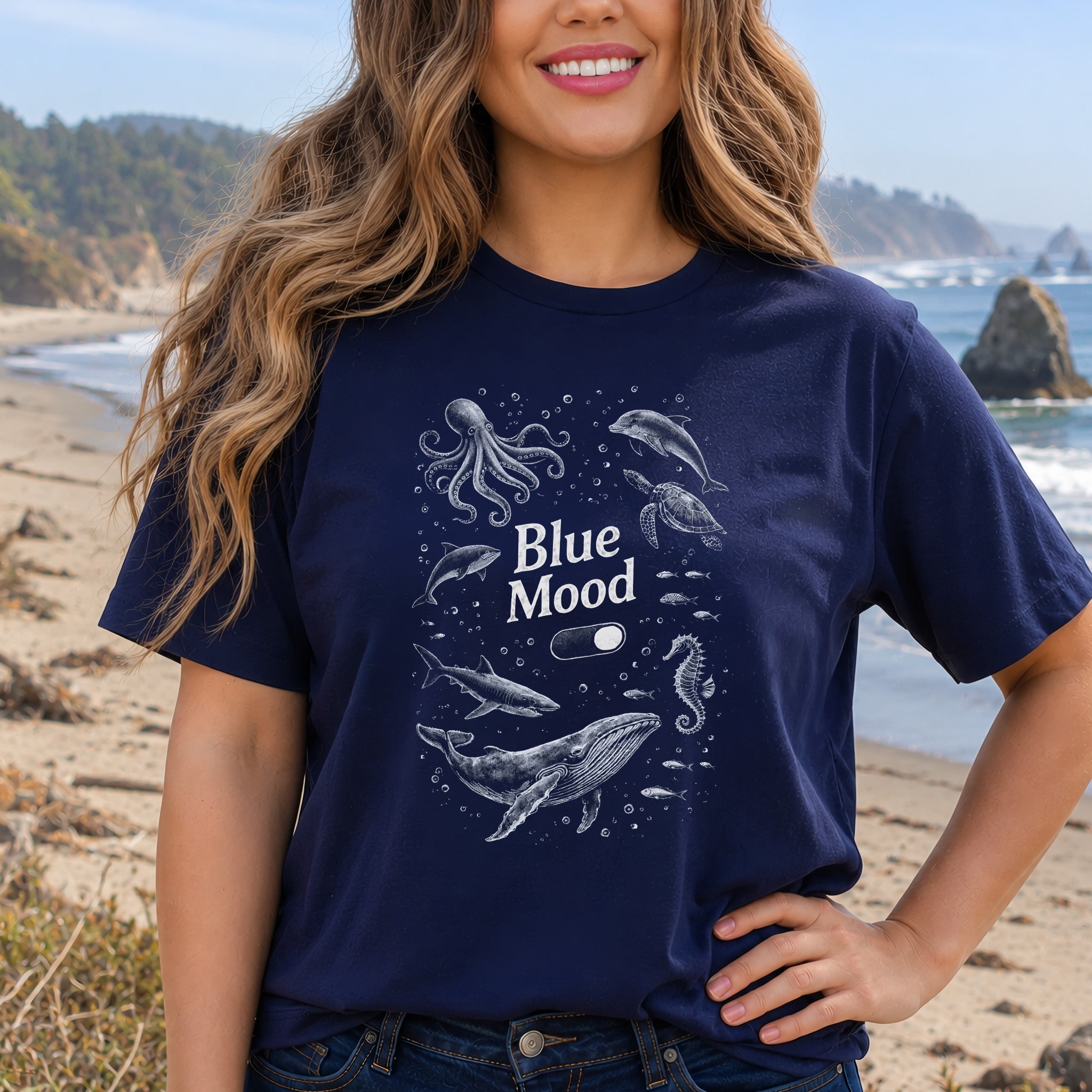 Blue Mood Vintage Sea Life Adventure T-Shirt