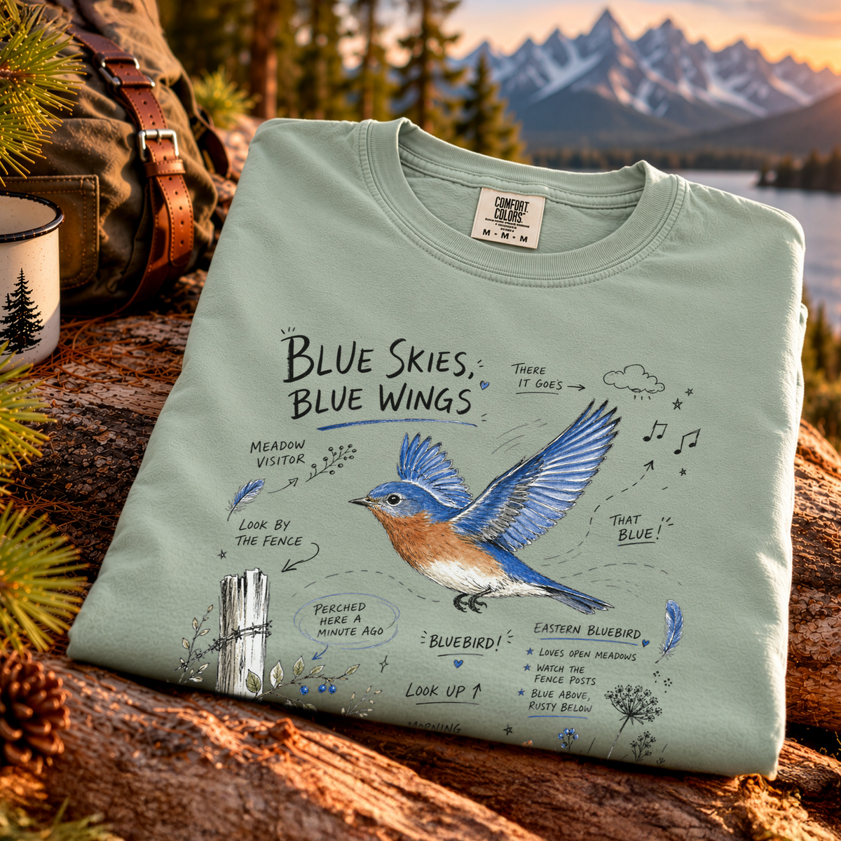 Blue Skies Blue Wings Comfort Colors Shirt – Eastern Bluebird Tee