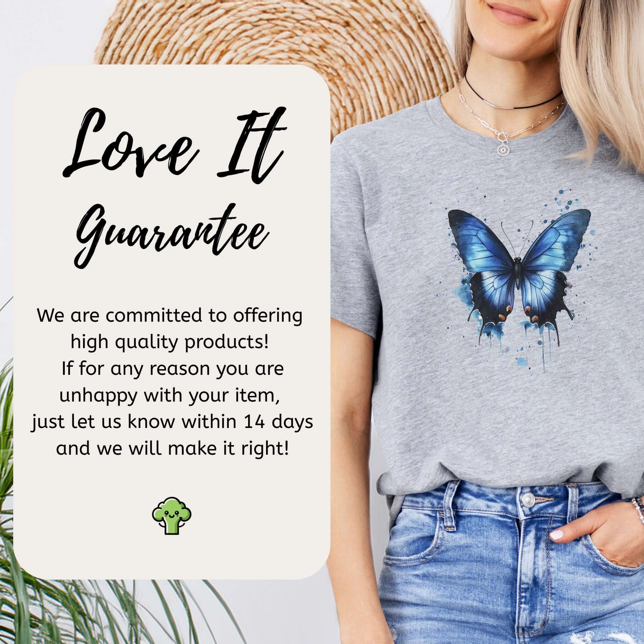 Blue Butterfly Watercolor T-Shirt