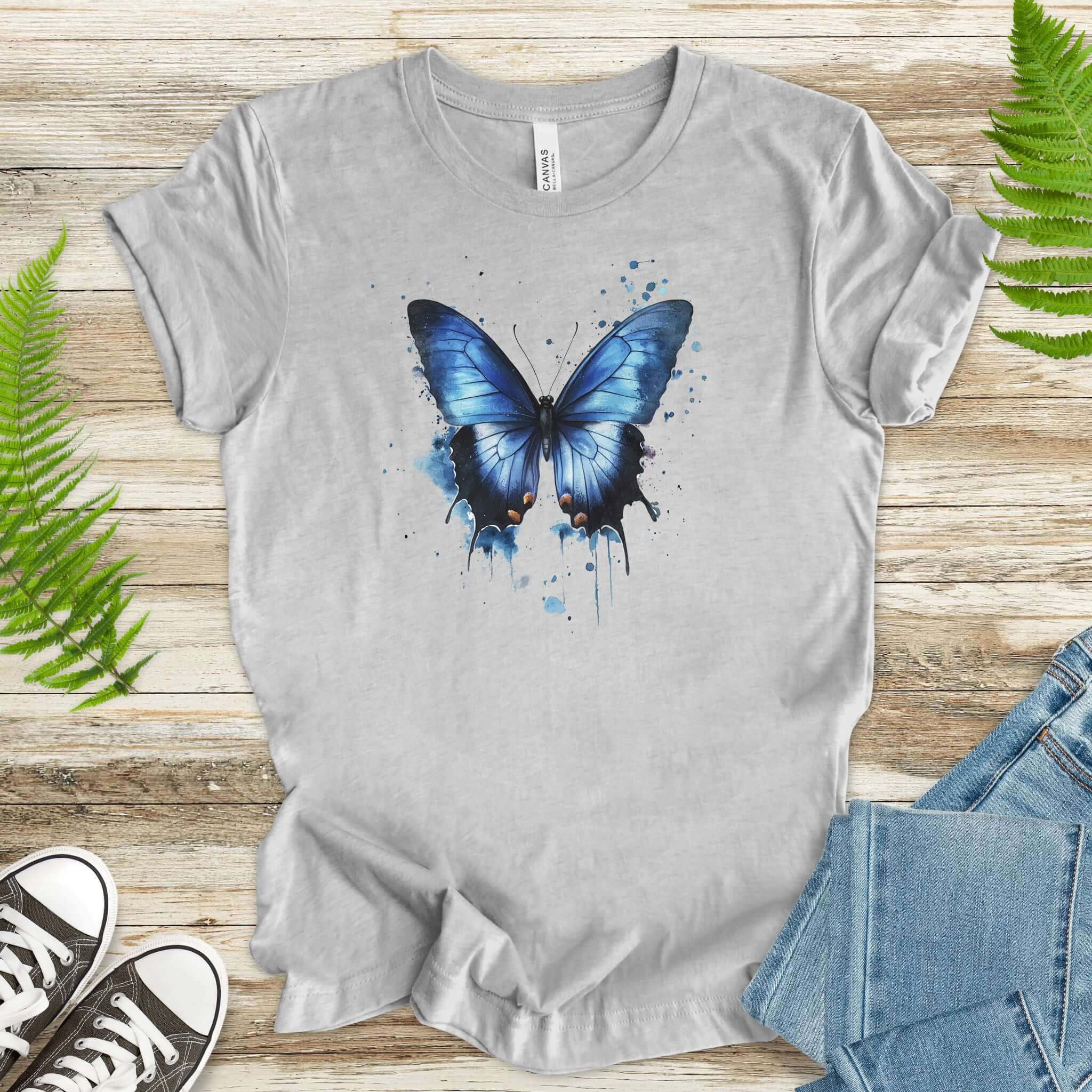Blue Butterfly Watercolor T-Shirt
