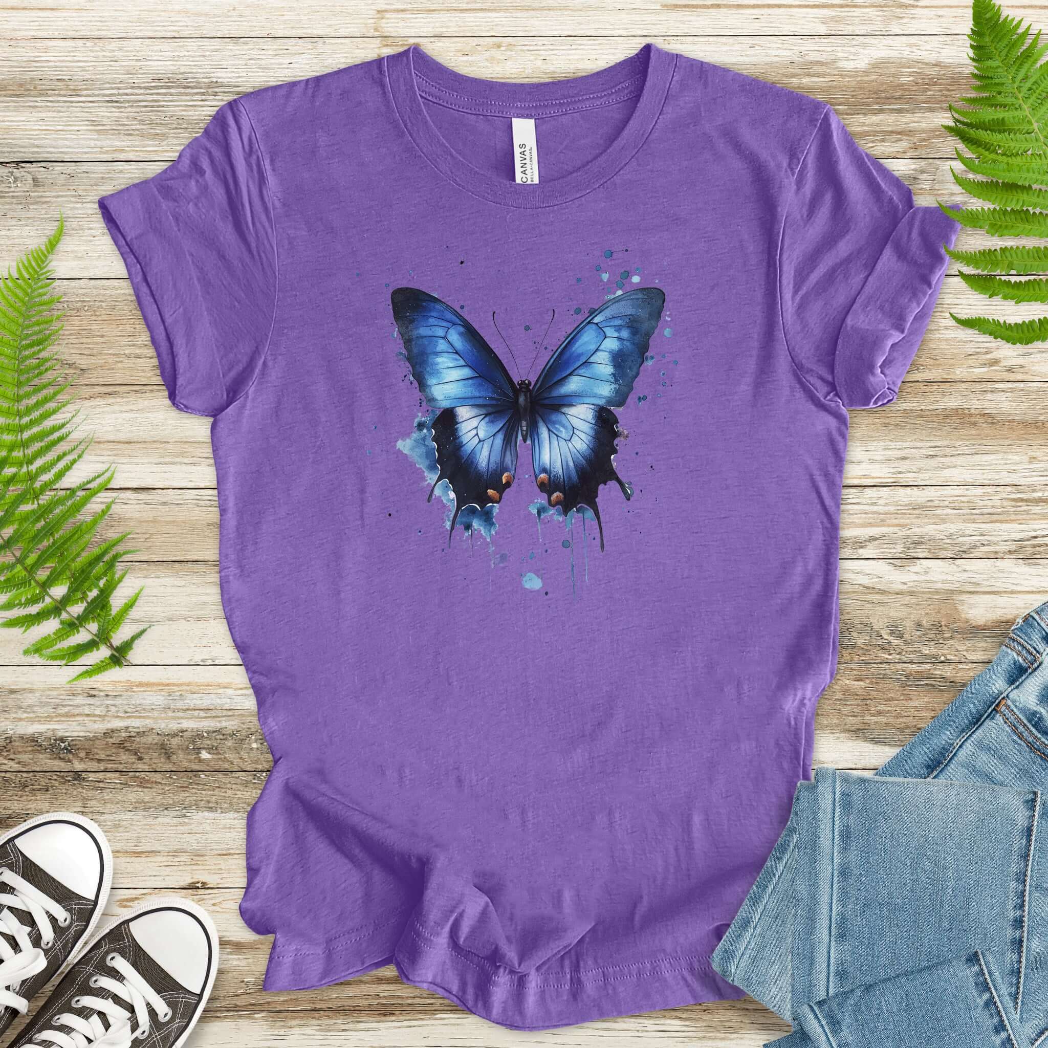 Blue Butterfly Watercolor T-Shirt