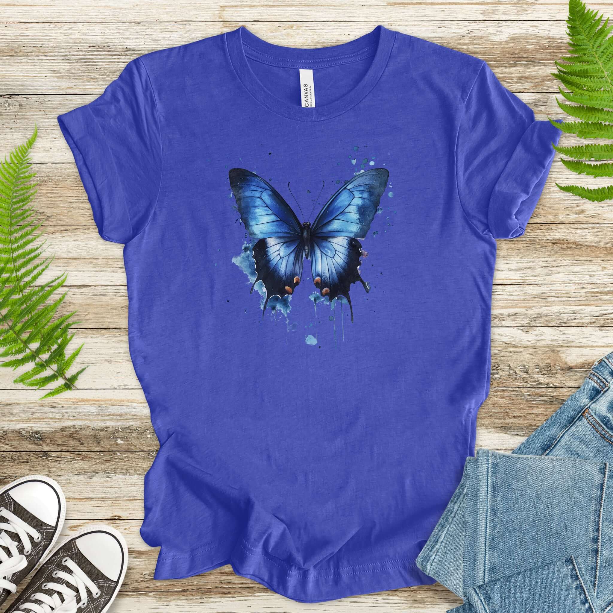 Blue Butterfly Watercolor T-Shirt