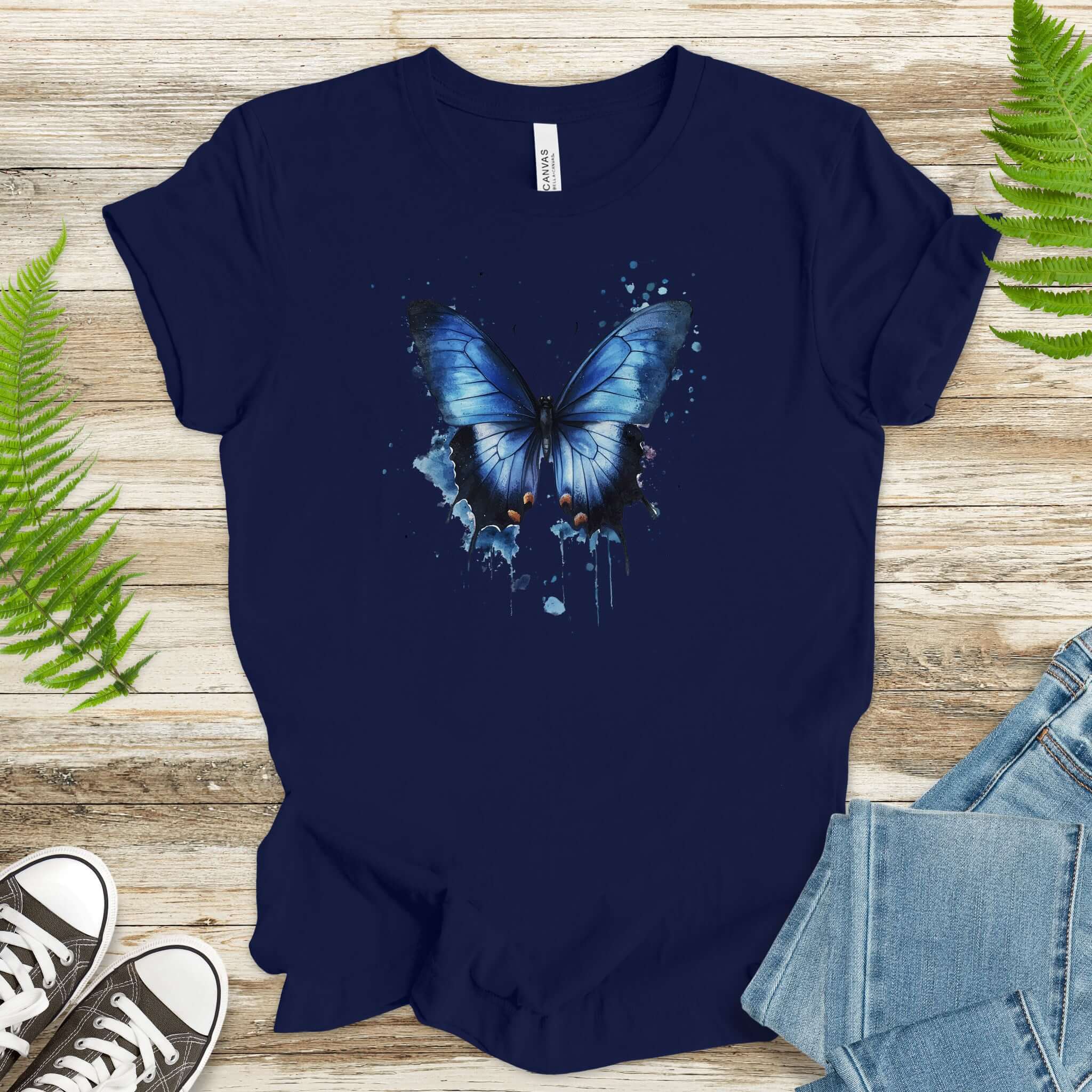 Blue Butterfly Watercolor T-Shirt