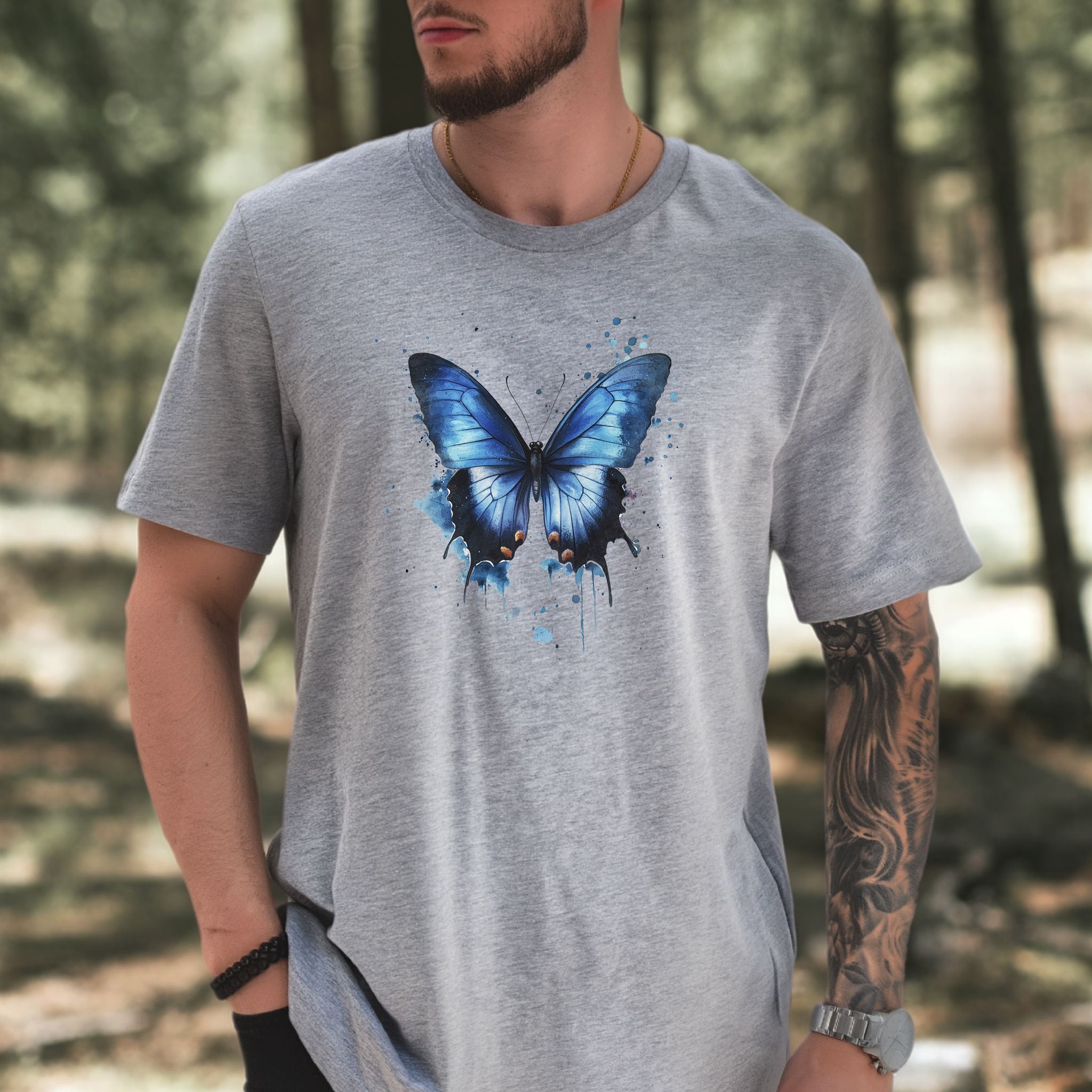 Blue Butterfly Watercolor T-Shirt