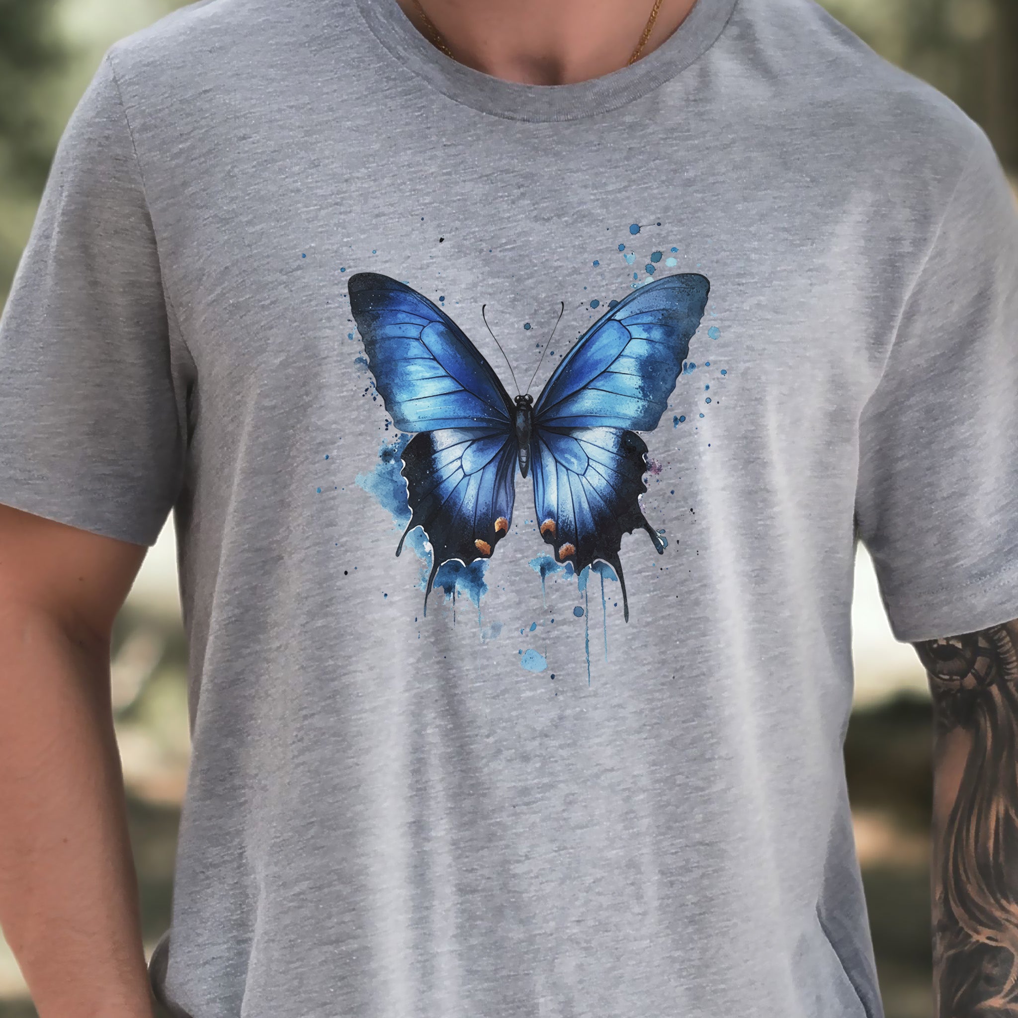 Blue Butterfly Watercolor T-Shirt