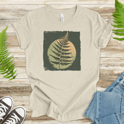 Retro Decorative Leaf Screen Print Style T-Shirt
