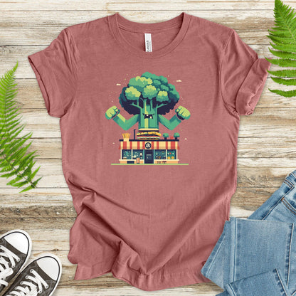 Giant Broccoli vs. Fast Food T-Shirt - TShirtree