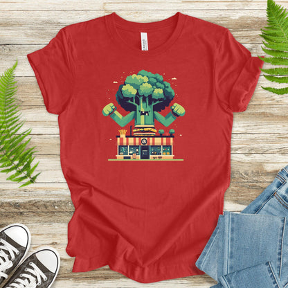 Giant Broccoli vs. Fast Food T-Shirt - TShirtree