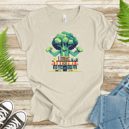 Giant Broccoli vs. Fast Food T-Shirt - TShirtree