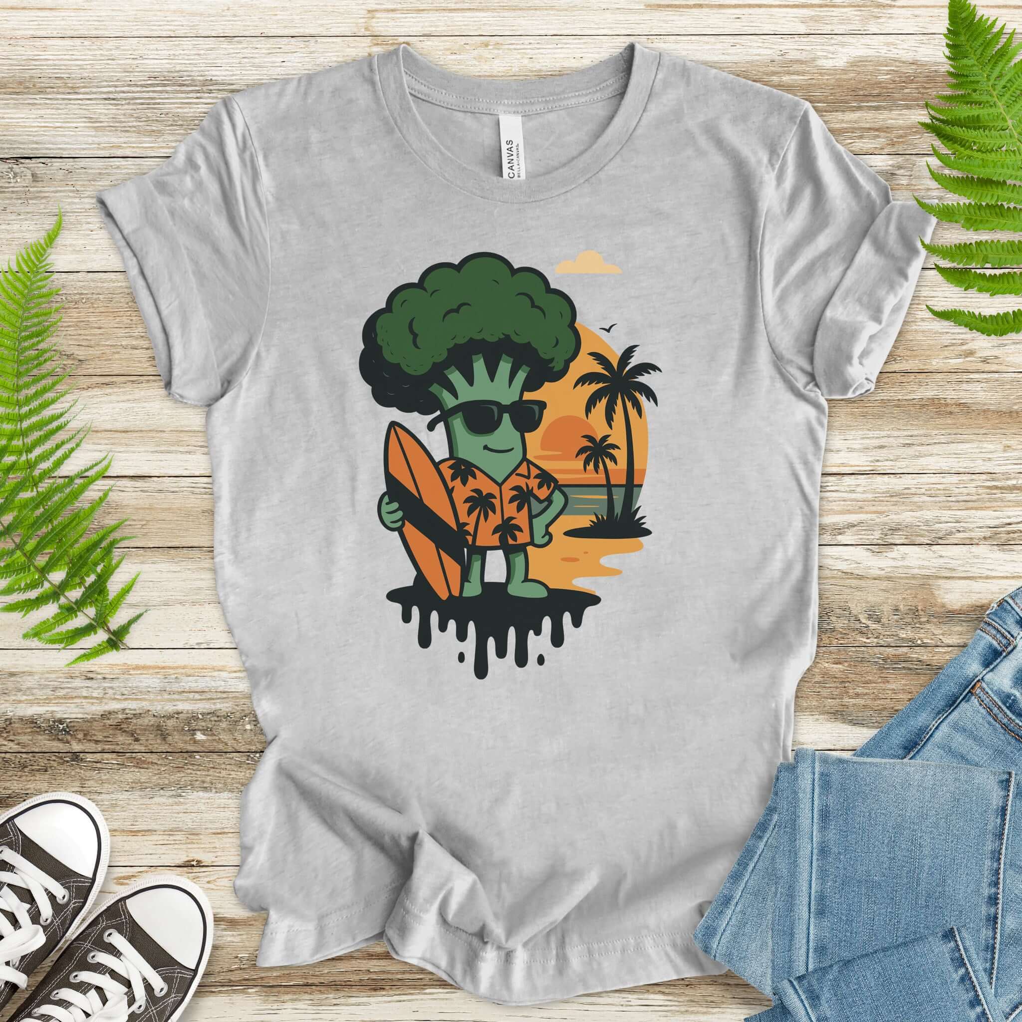 Surf's Up Broccoli Dude T-Shirt – Funny Veggie Surf Shirt