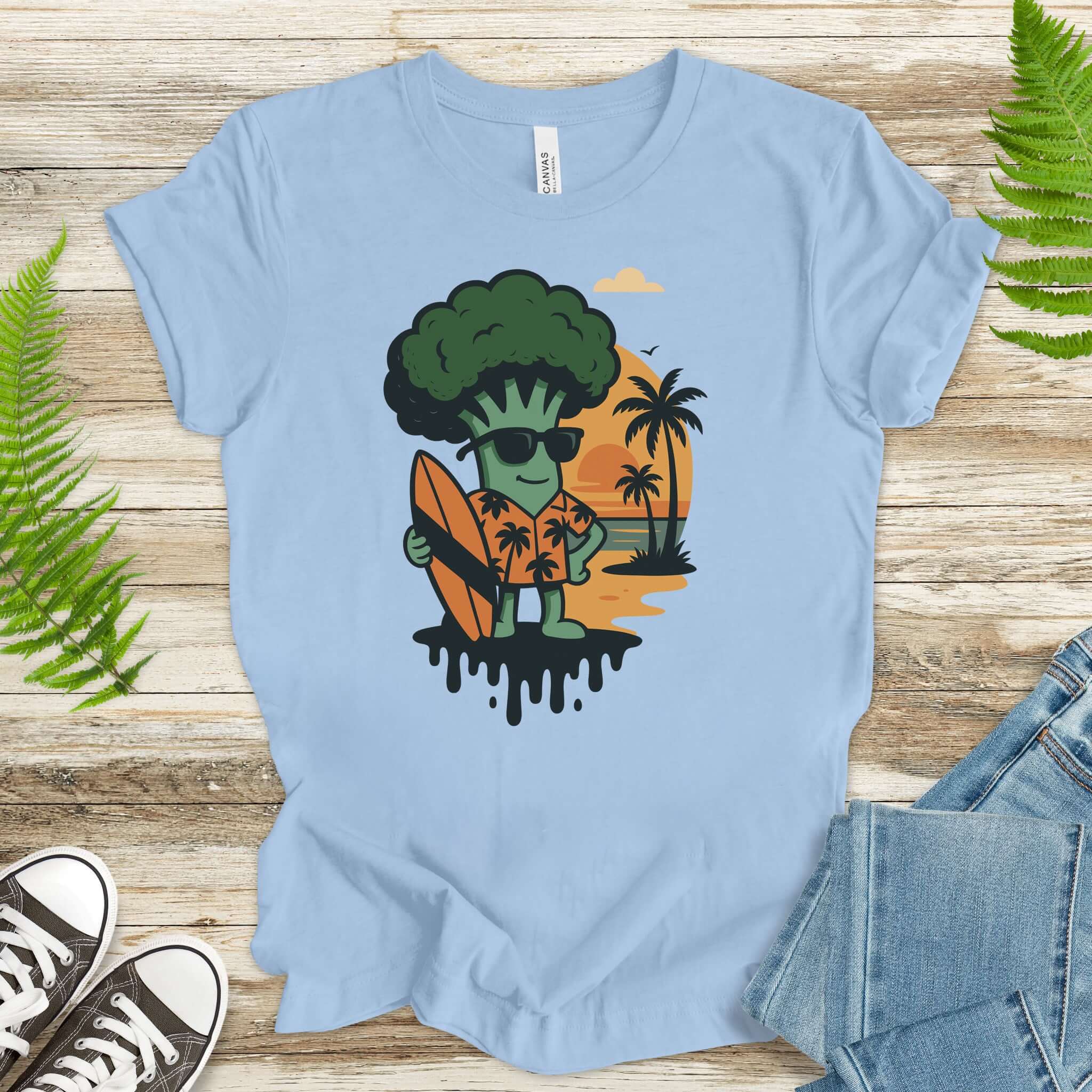 Surf's Up Broccoli Dude T-Shirt – Funny Veggie Surf Shirt