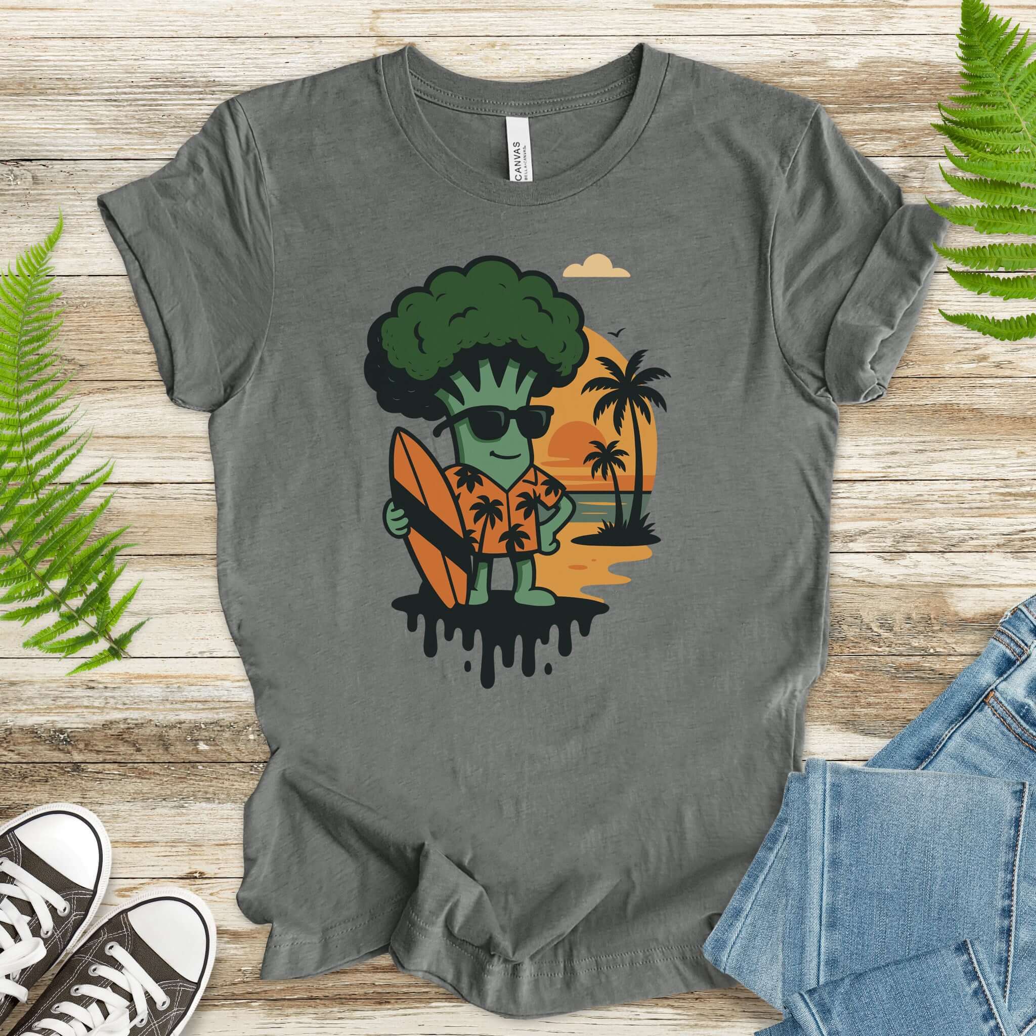 Surf's Up Broccoli Dude T-Shirt – Funny Veggie Surf Shirt