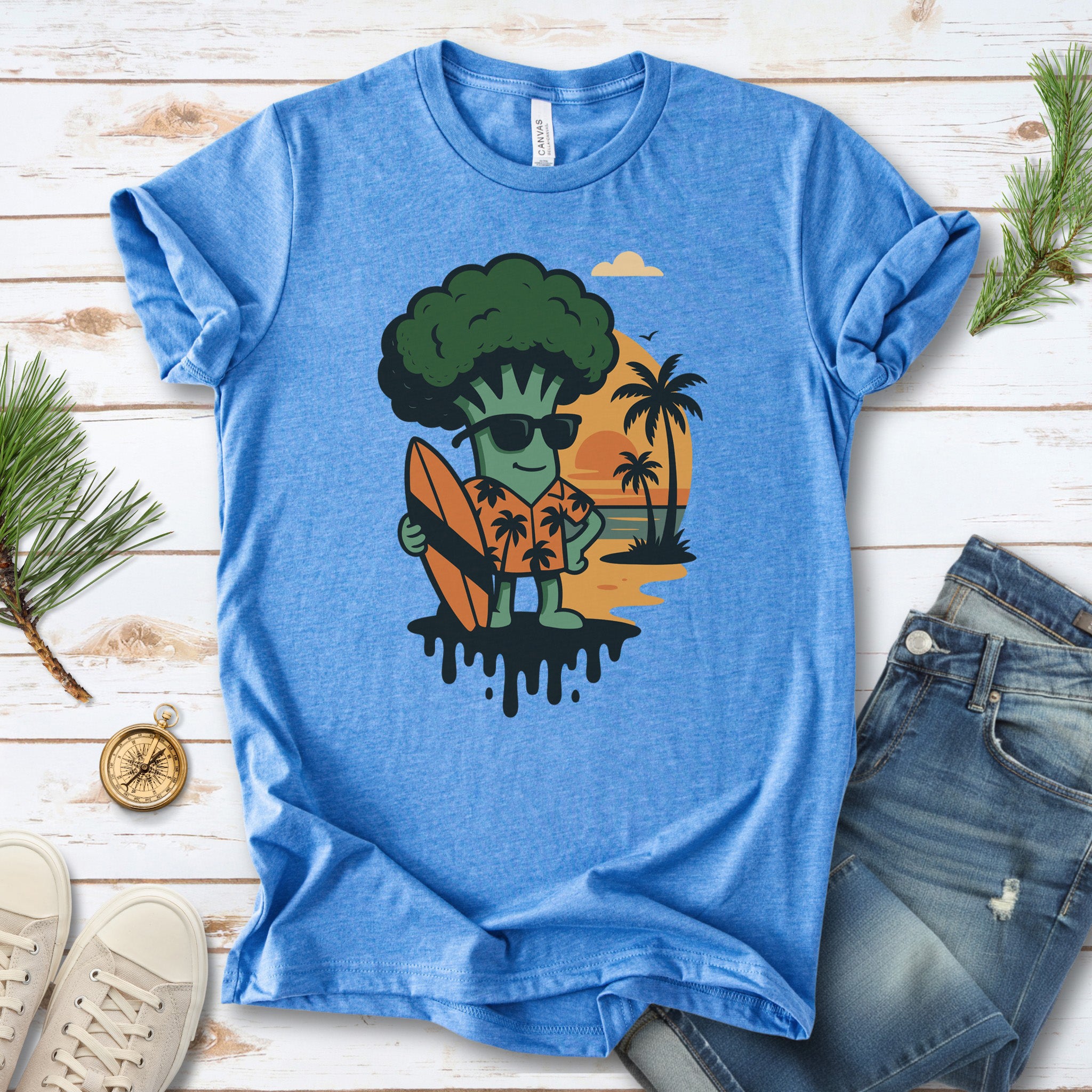 Surf's Up Broccoli Dude T-Shirt – Funny Veggie Surf Shirt