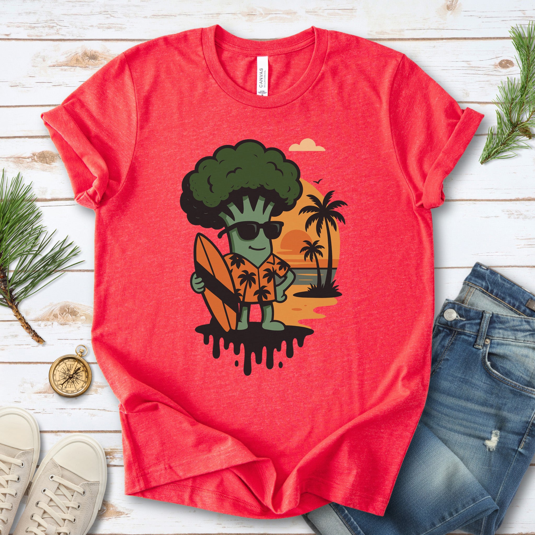 Surf's Up Broccoli Dude T-Shirt – Funny Veggie Surf Shirt