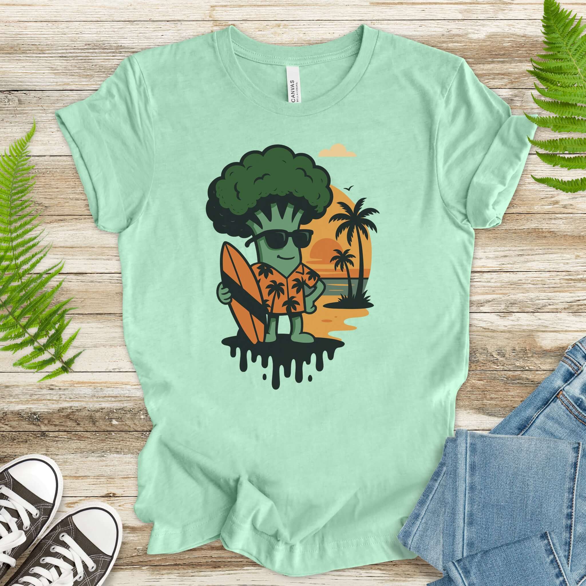 Surf's Up Broccoli Dude T-Shirt – Funny Veggie Surf Shirt