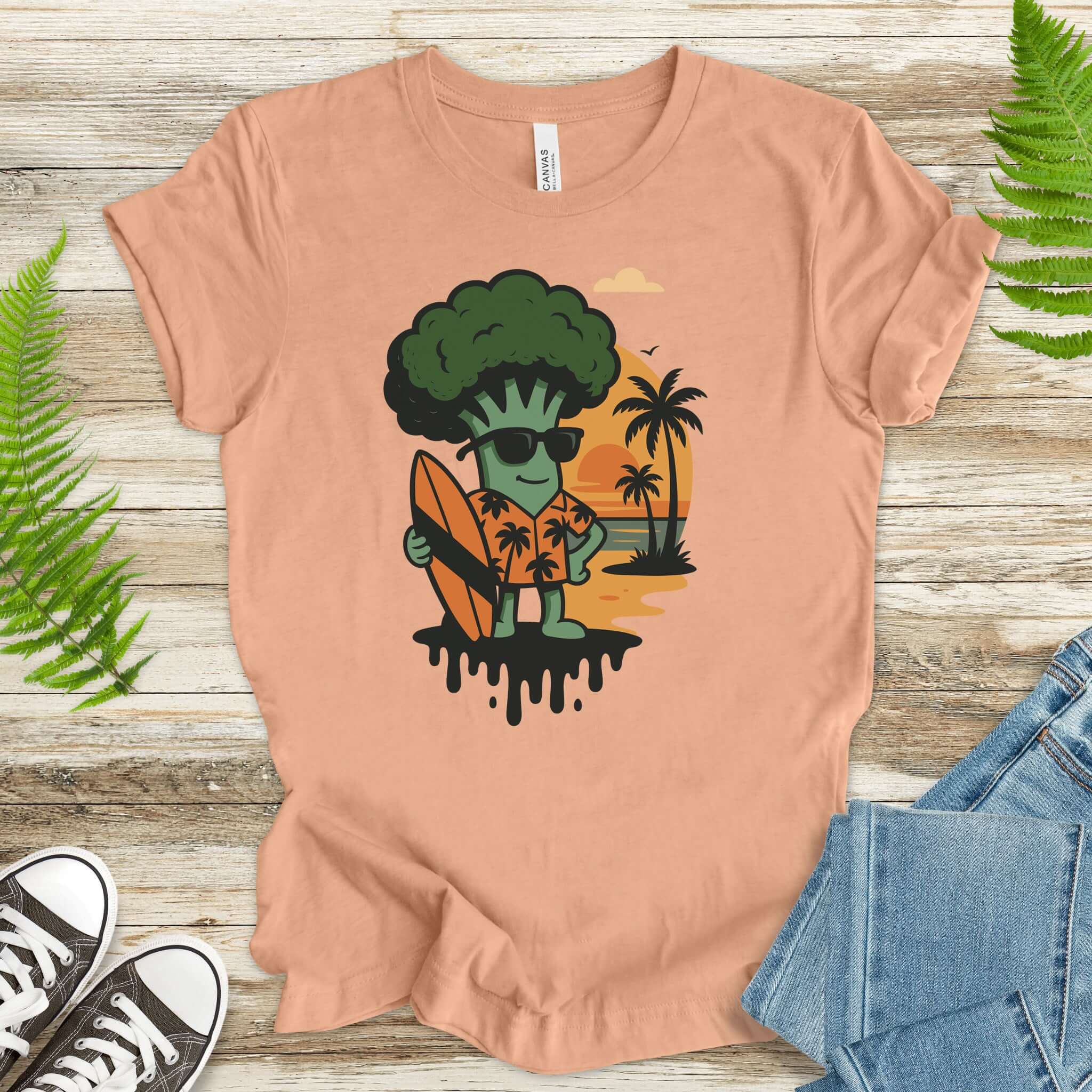 Surf's Up Broccoli Dude T-Shirt – Funny Veggie Surf Shirt