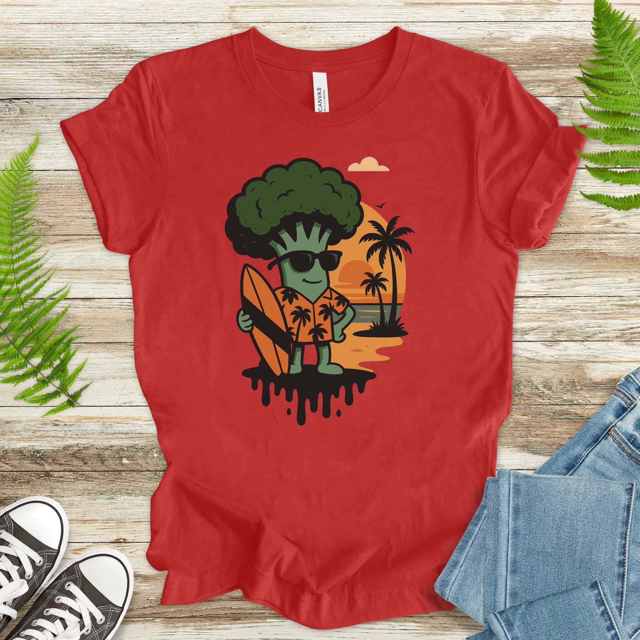 Surf's Up Broccoli Dude T-Shirt – Funny Veggie Surf Shirt