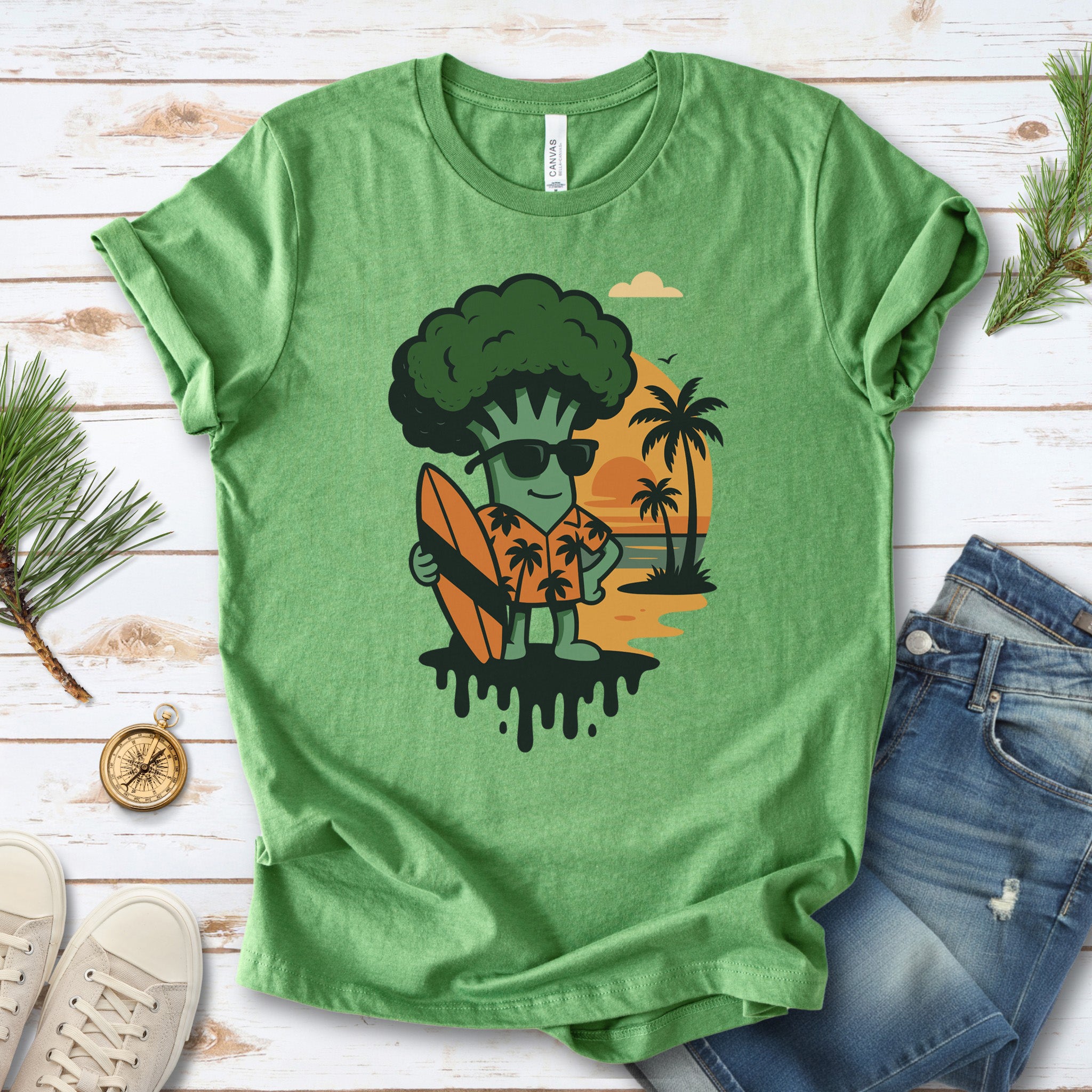 Surf's Up Broccoli Dude T-Shirt – Funny Veggie Surf Shirt