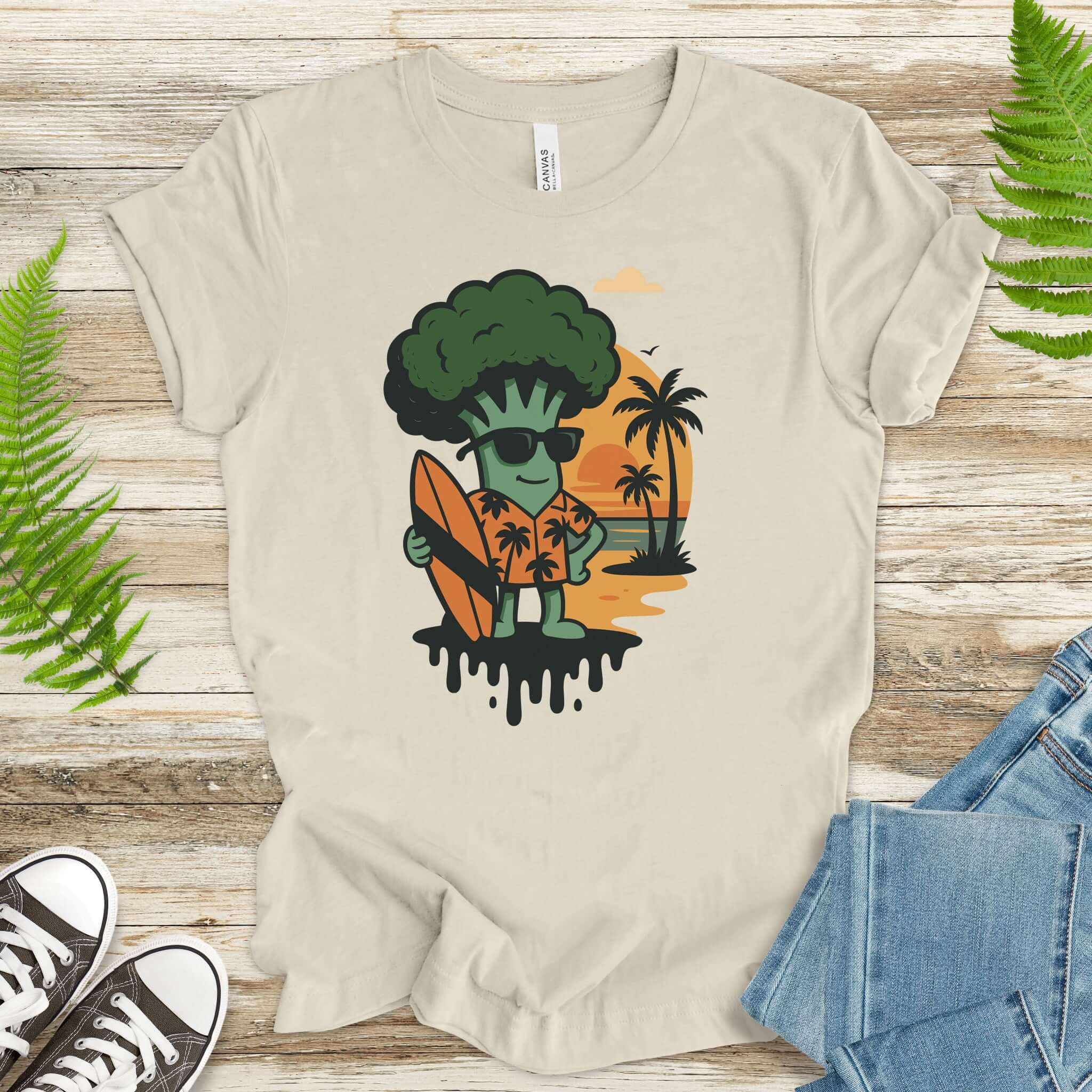 Surf's Up Broccoli Dude T-Shirt – Funny Veggie Surf Shirt