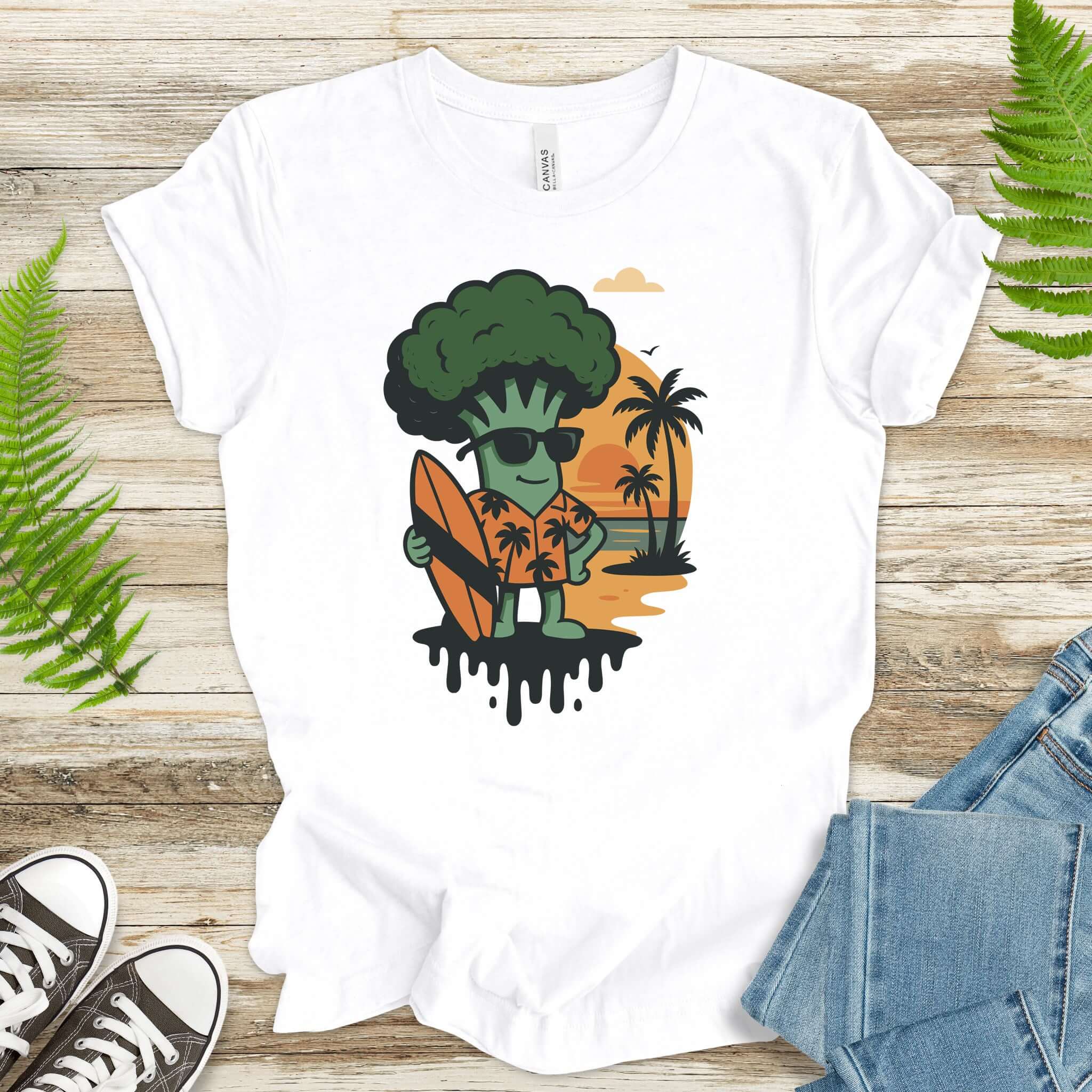Surf's Up Broccoli Dude T-Shirt – Funny Veggie Surf Shirt