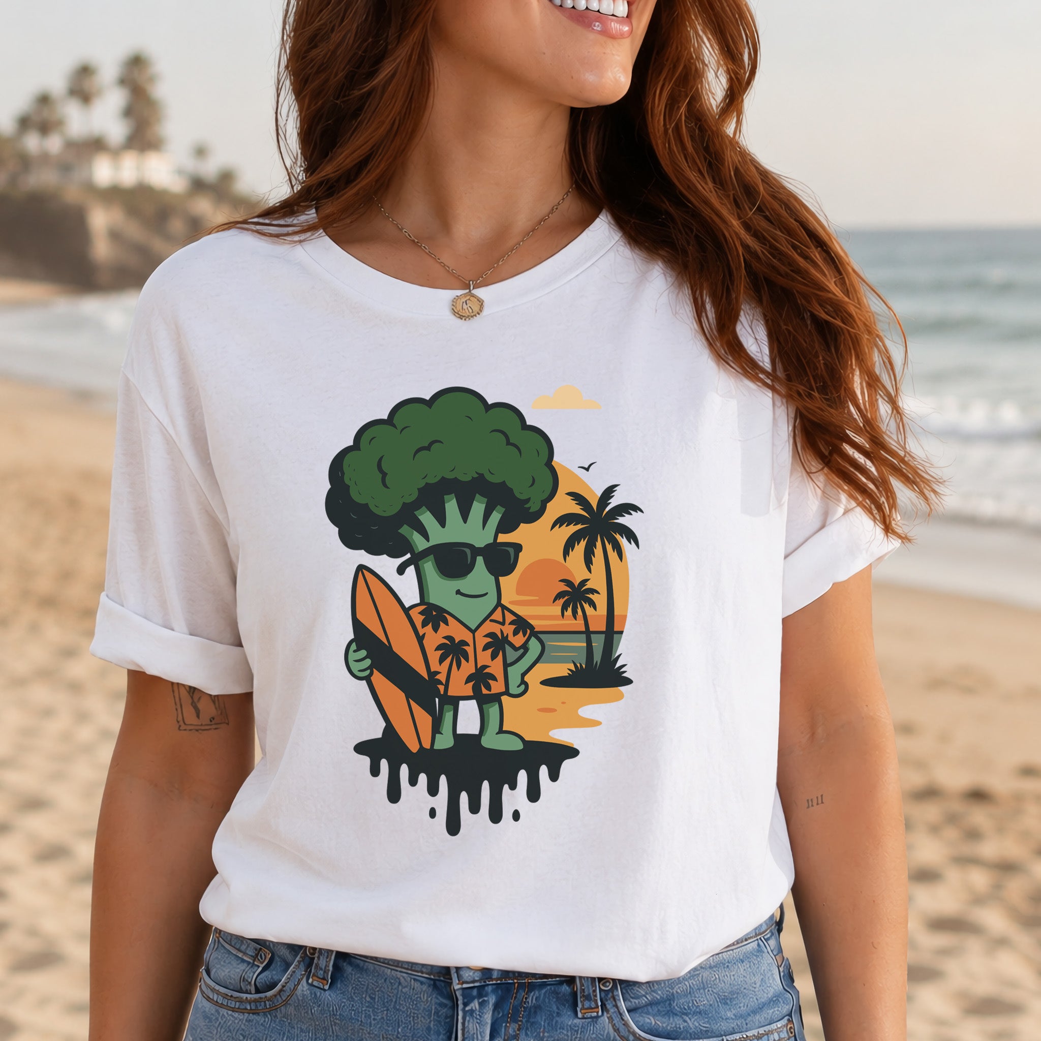 Surf's Up Broccoli Dude T-Shirt – Funny Veggie Surf Shirt