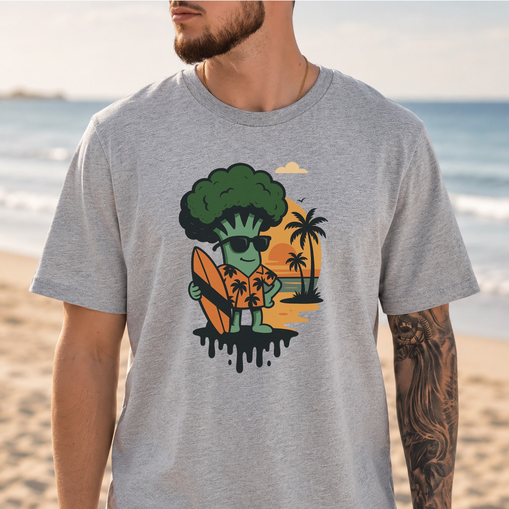Surf's Up Broccoli Dude T-Shirt – Funny Veggie Surf Shirt