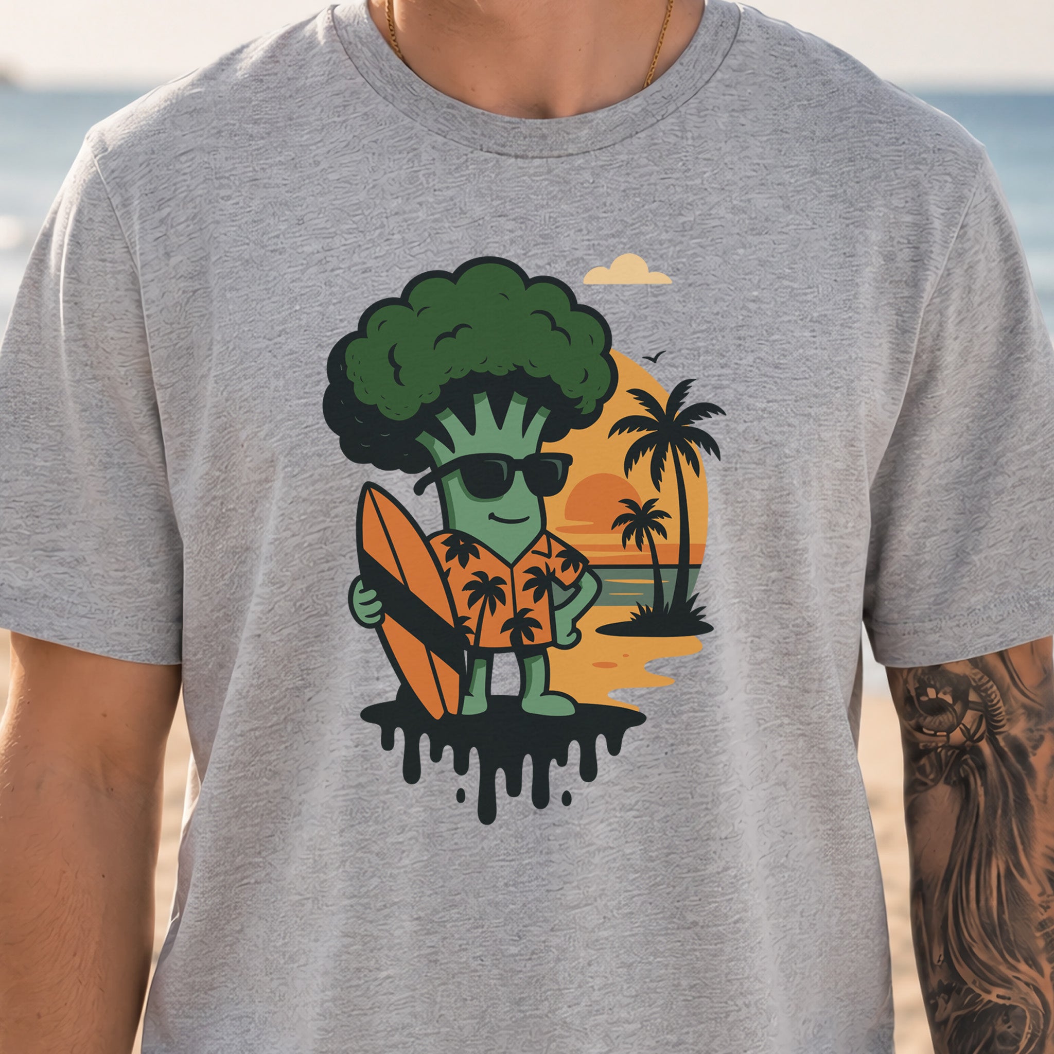 Surf's Up Broccoli Dude T-Shirt – Funny Veggie Surf Shirt