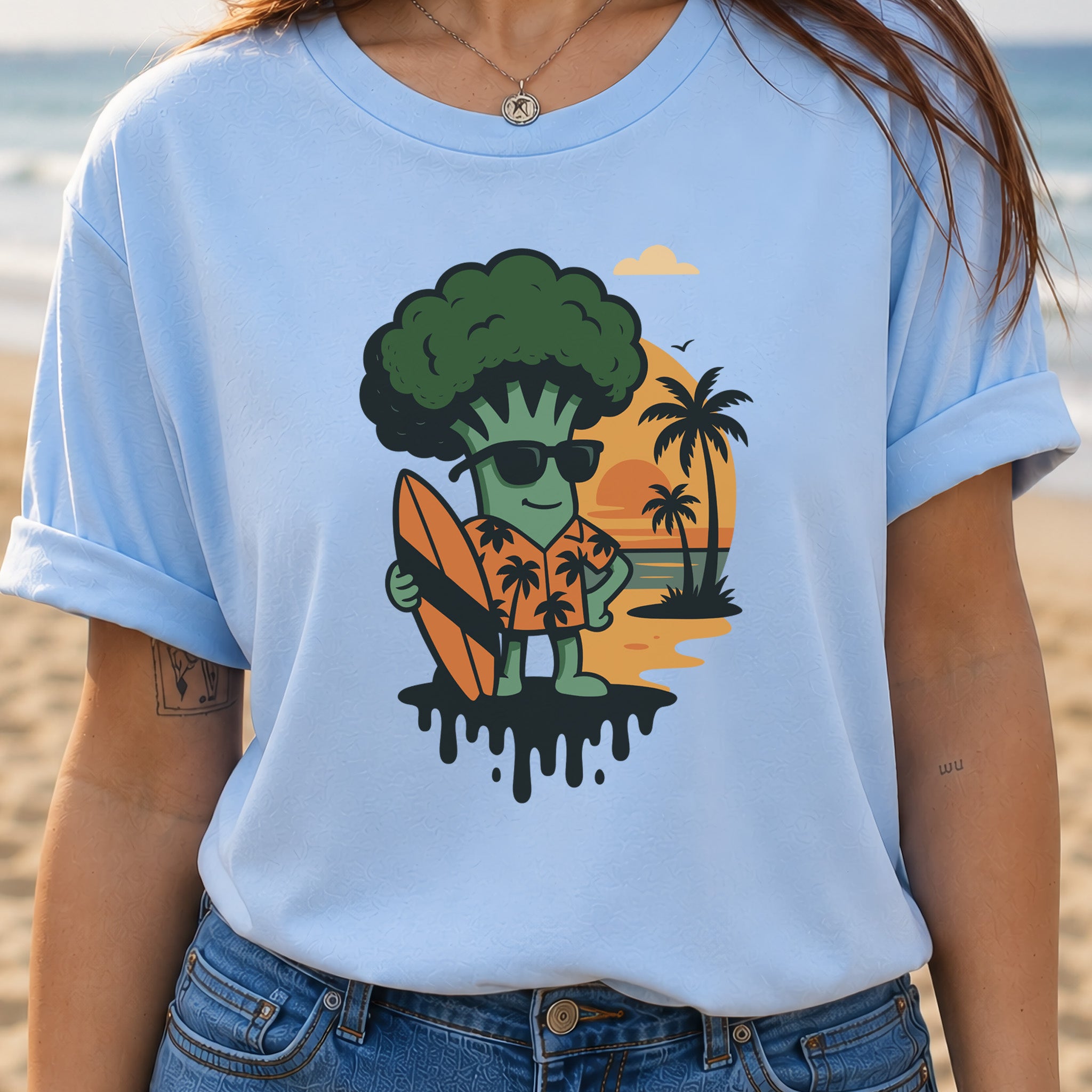Surf's Up Broccoli Dude T-Shirt – Funny Veggie Surf Shirt