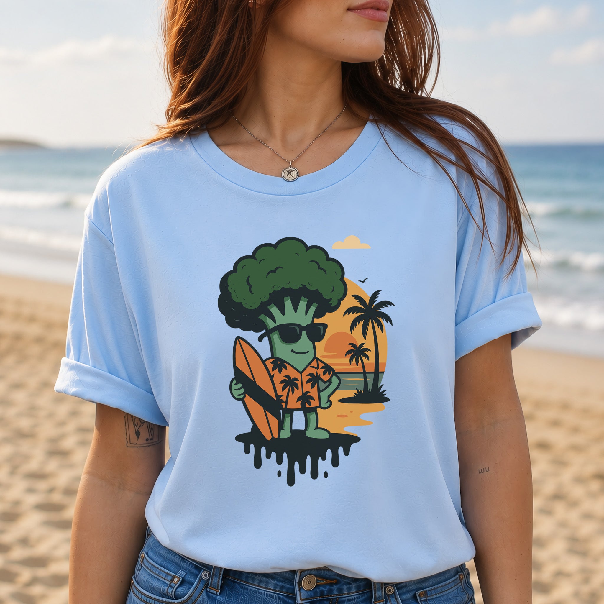 Surf's Up Broccoli Dude T-Shirt – Funny Veggie Surf Shirt